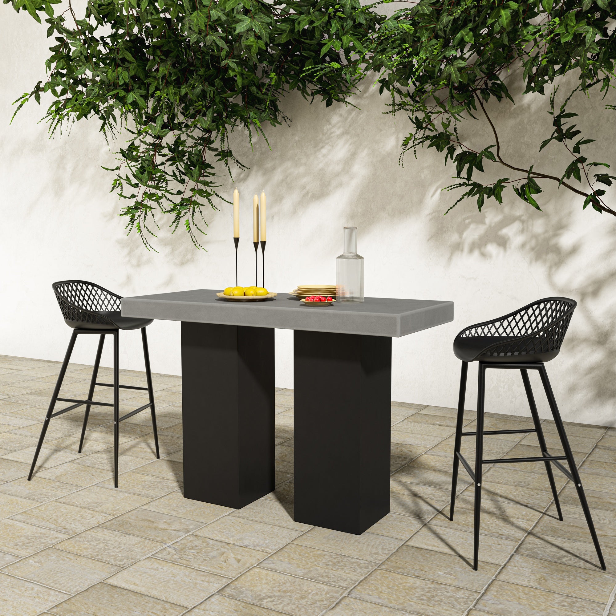 Piazza Outdoor Barstool Black - Set Of Two - Central Designs