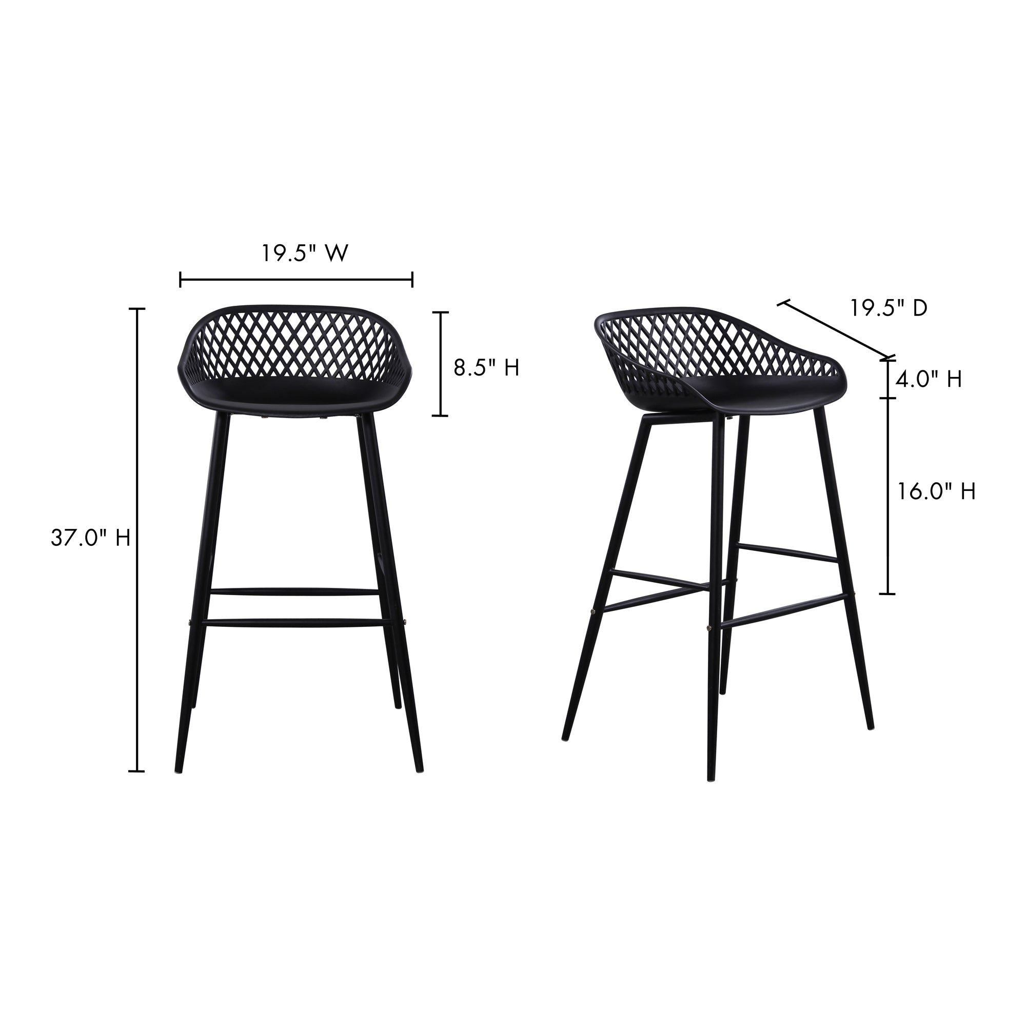 Piazza Outdoor Barstool Black - Set Of Two - Central Designs