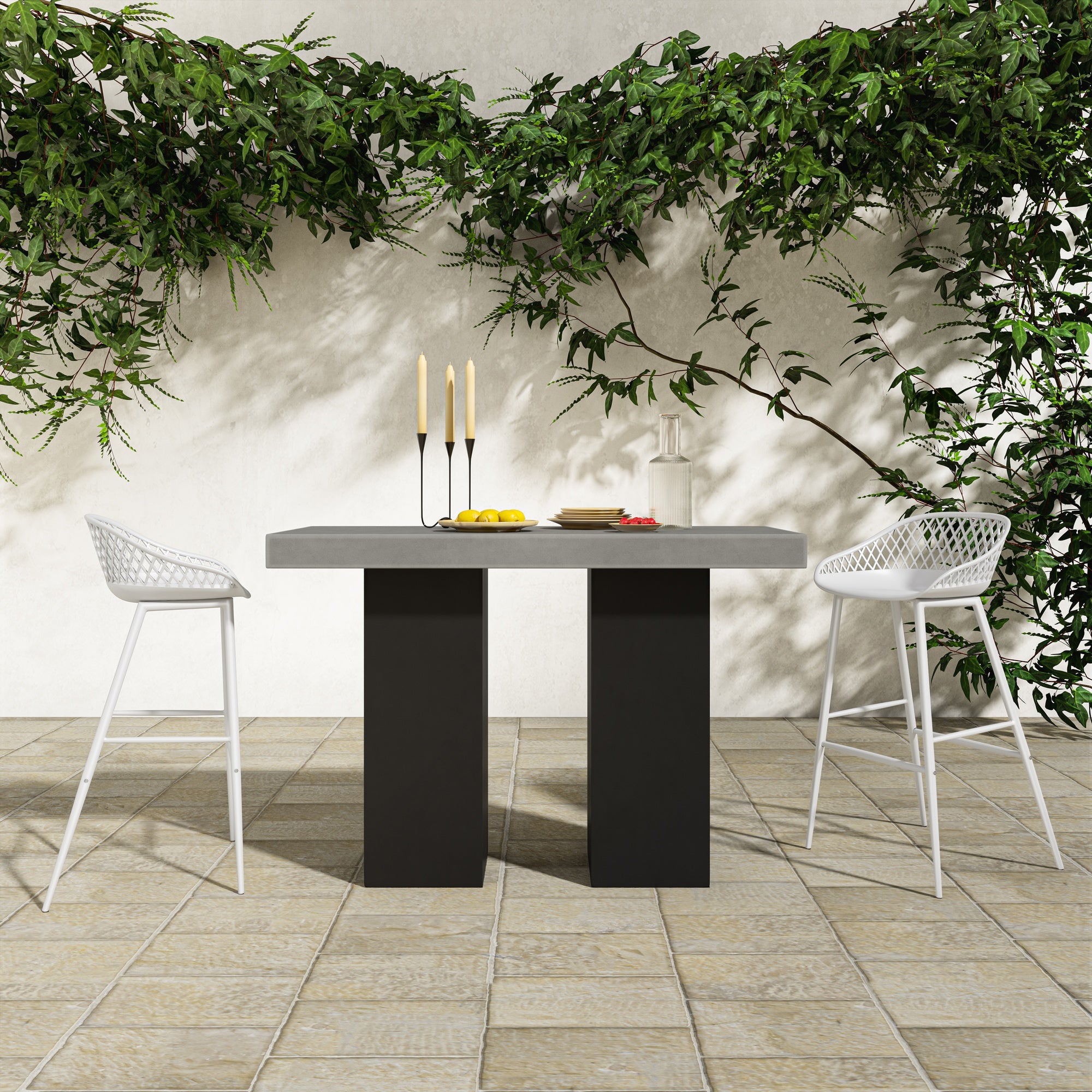 Piazza Outdoor Barstool White - Set Of Two - Central Designs