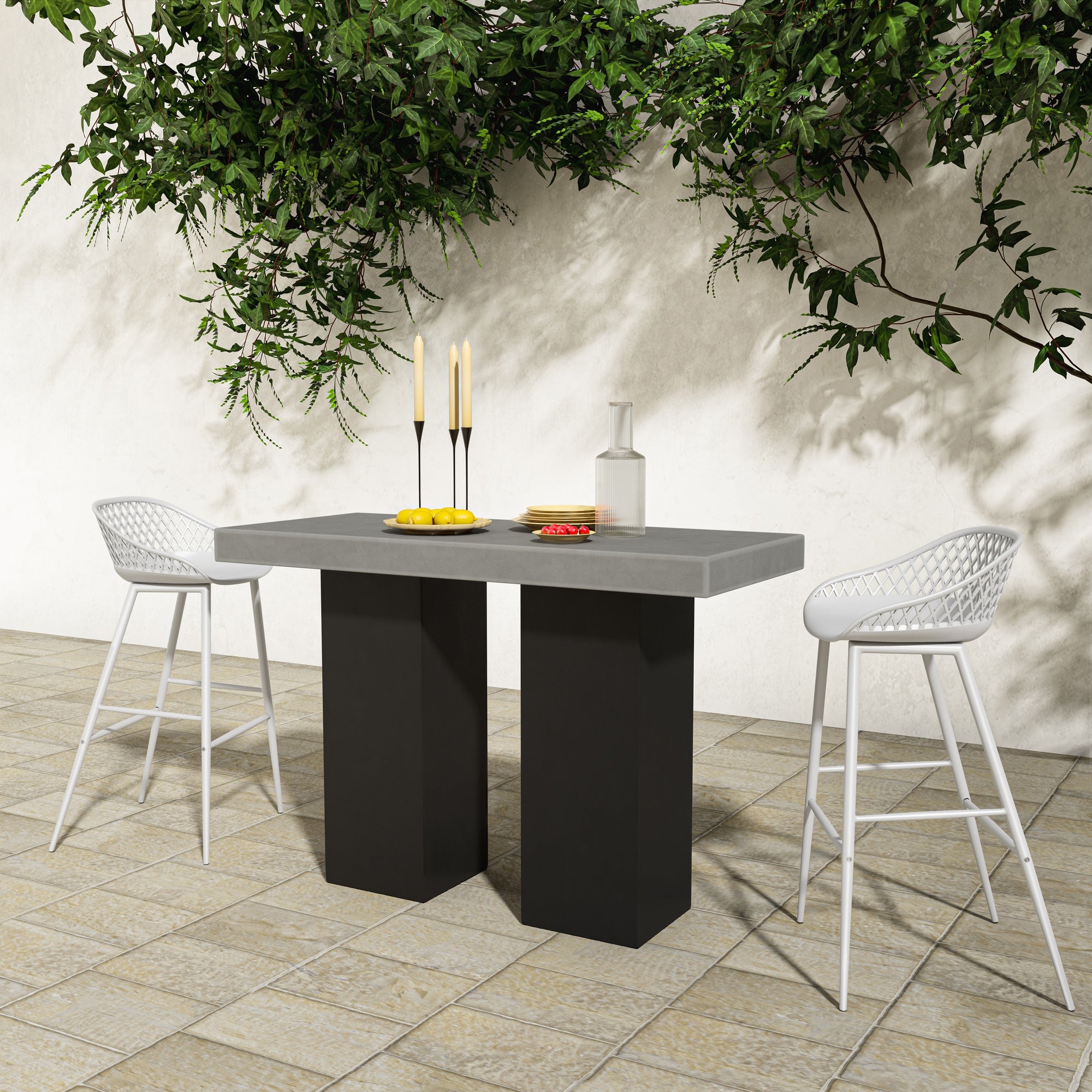 Piazza Outdoor Barstool White - Set Of Two - Central Designs