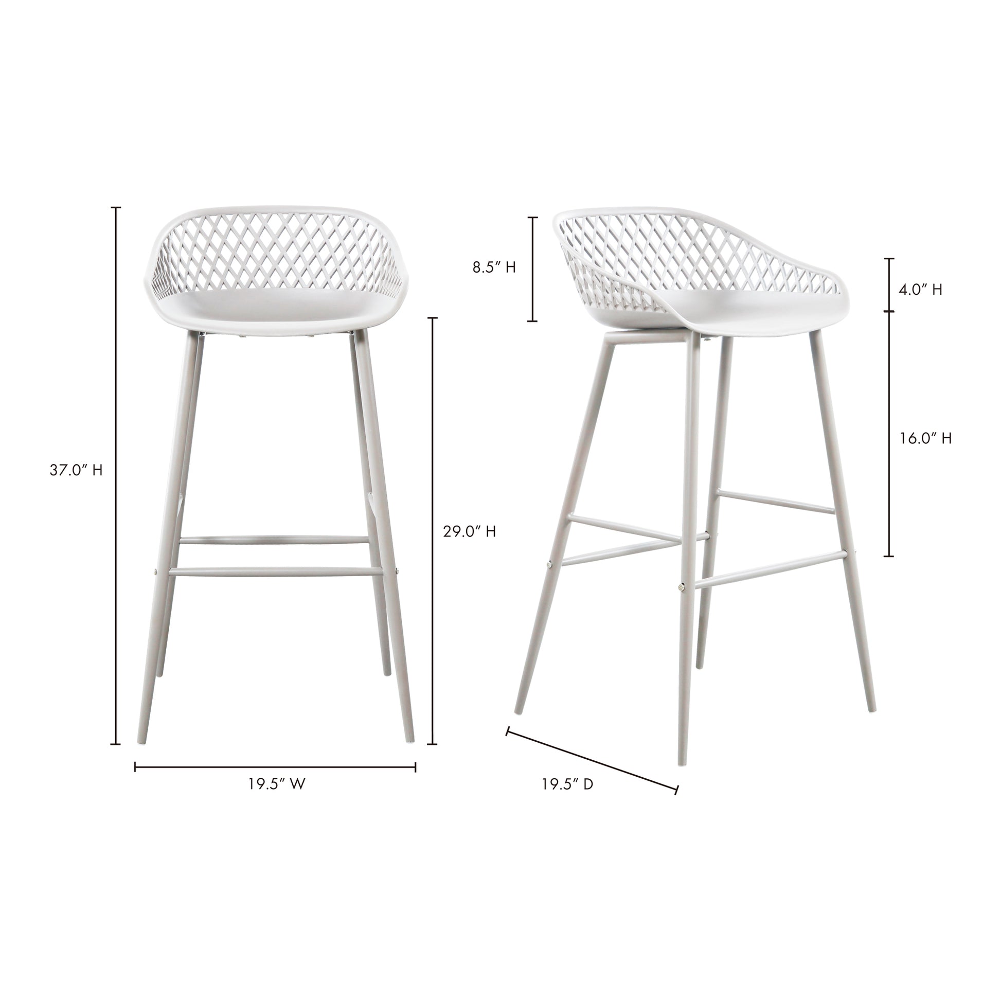 Piazza Outdoor Barstool White - Set Of Two - Central Designs