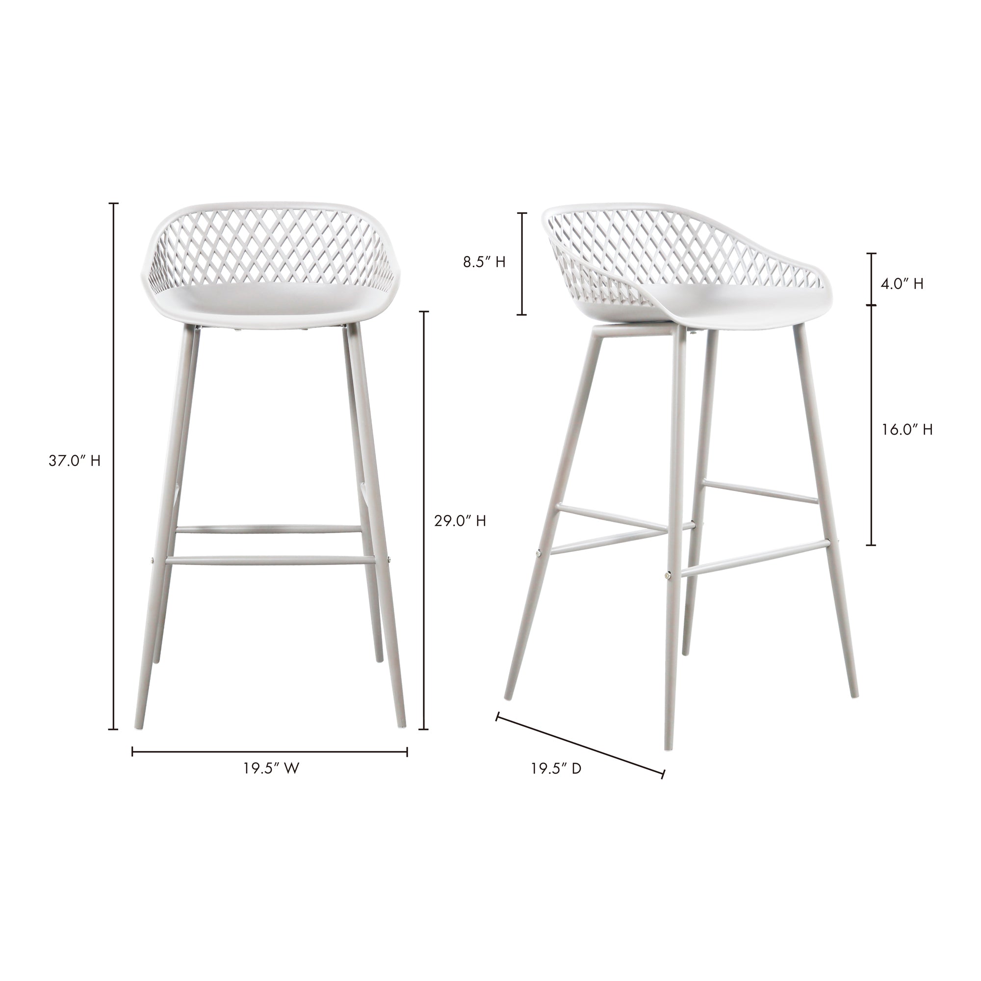 Piazza Outdoor Barstool White - Set Of Two - Central Designs
