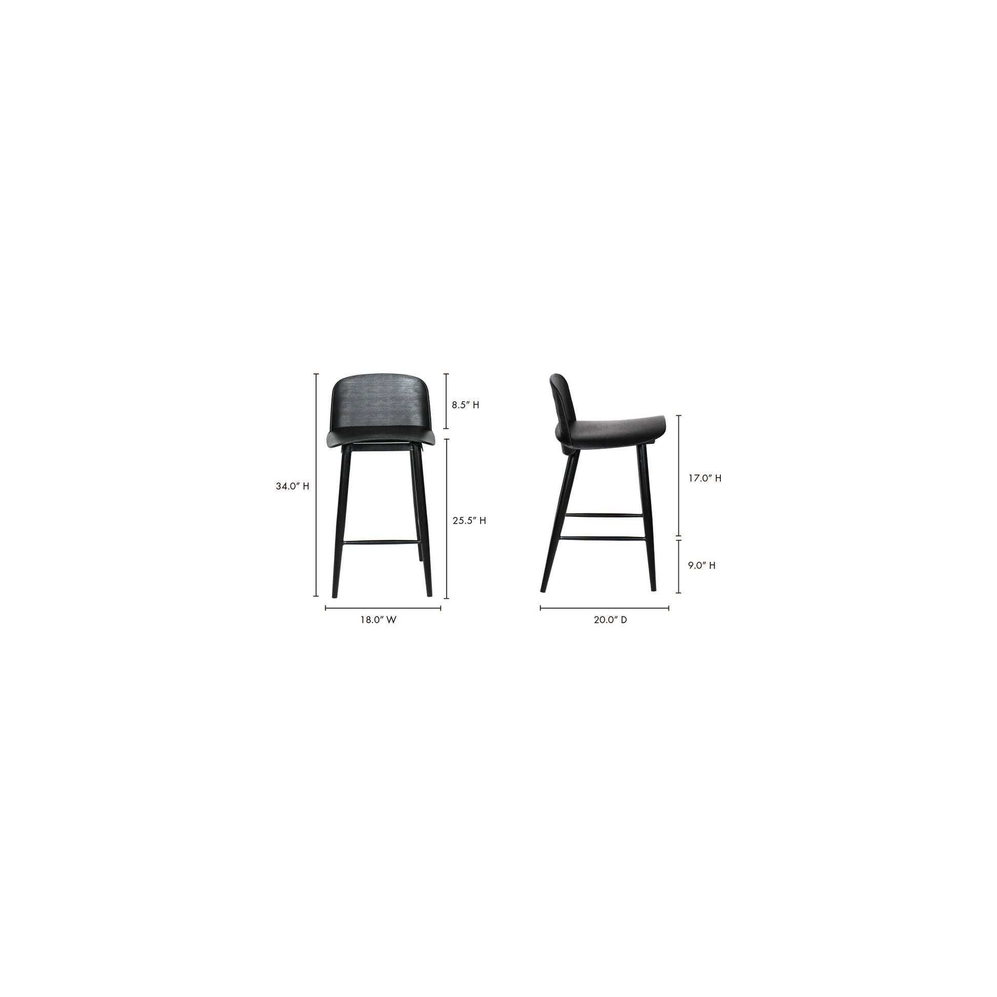 Looey Counter Stool Black - Set Of Two - Central Designs