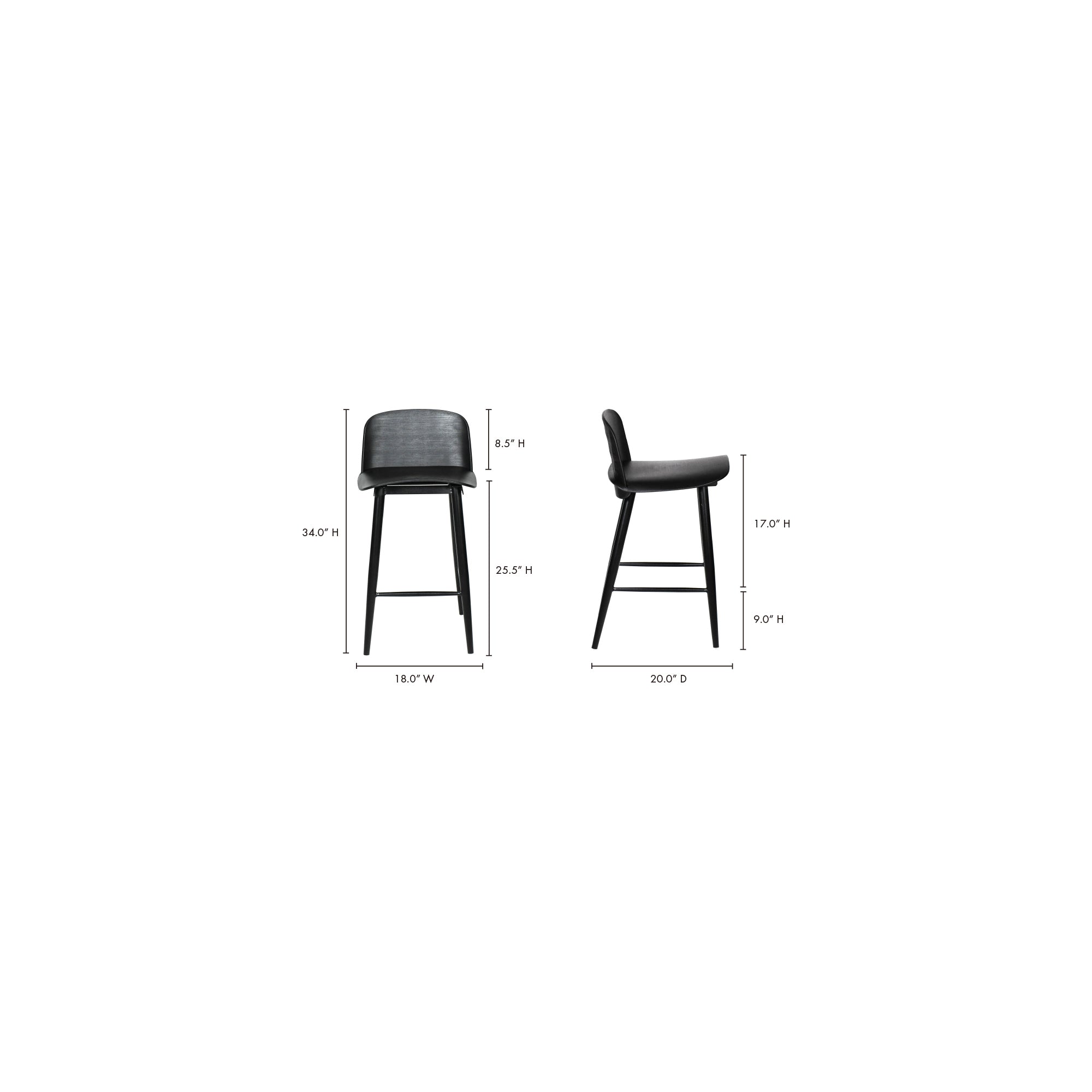Looey Counter Stool Black - Set Of Two - Central Designs