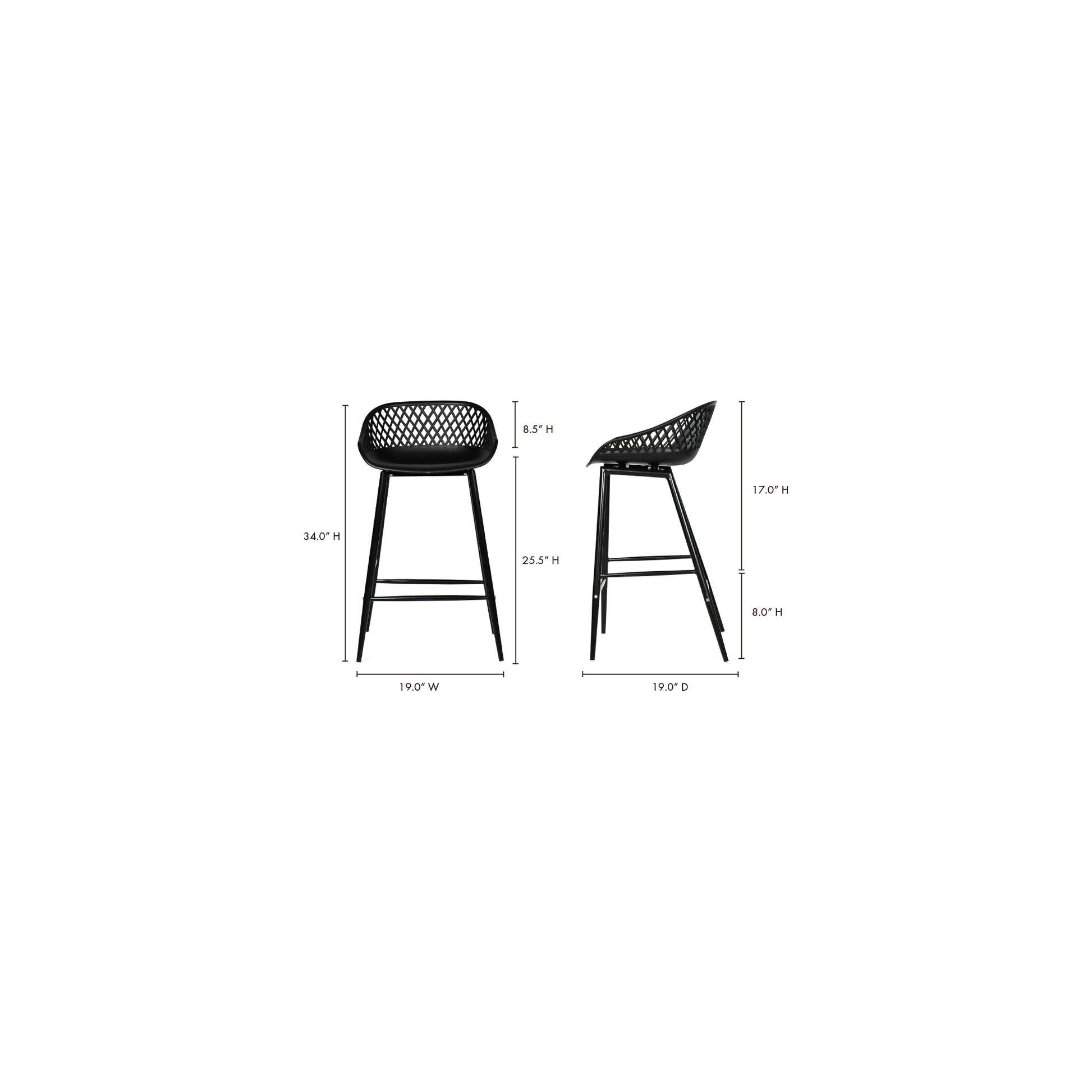 Piazza Outdoor Counter Stool Black - Set Of Two - Central Designs
