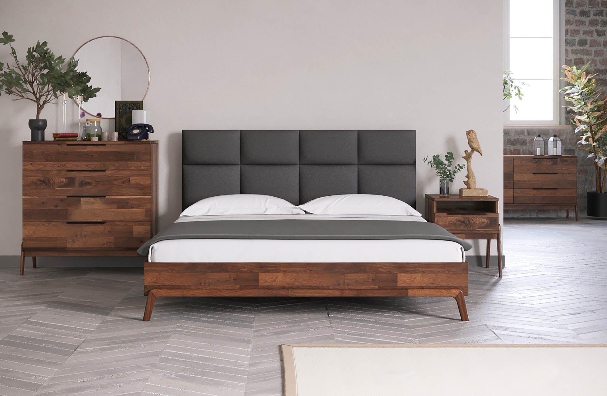 Remix Queen Bed - Grey