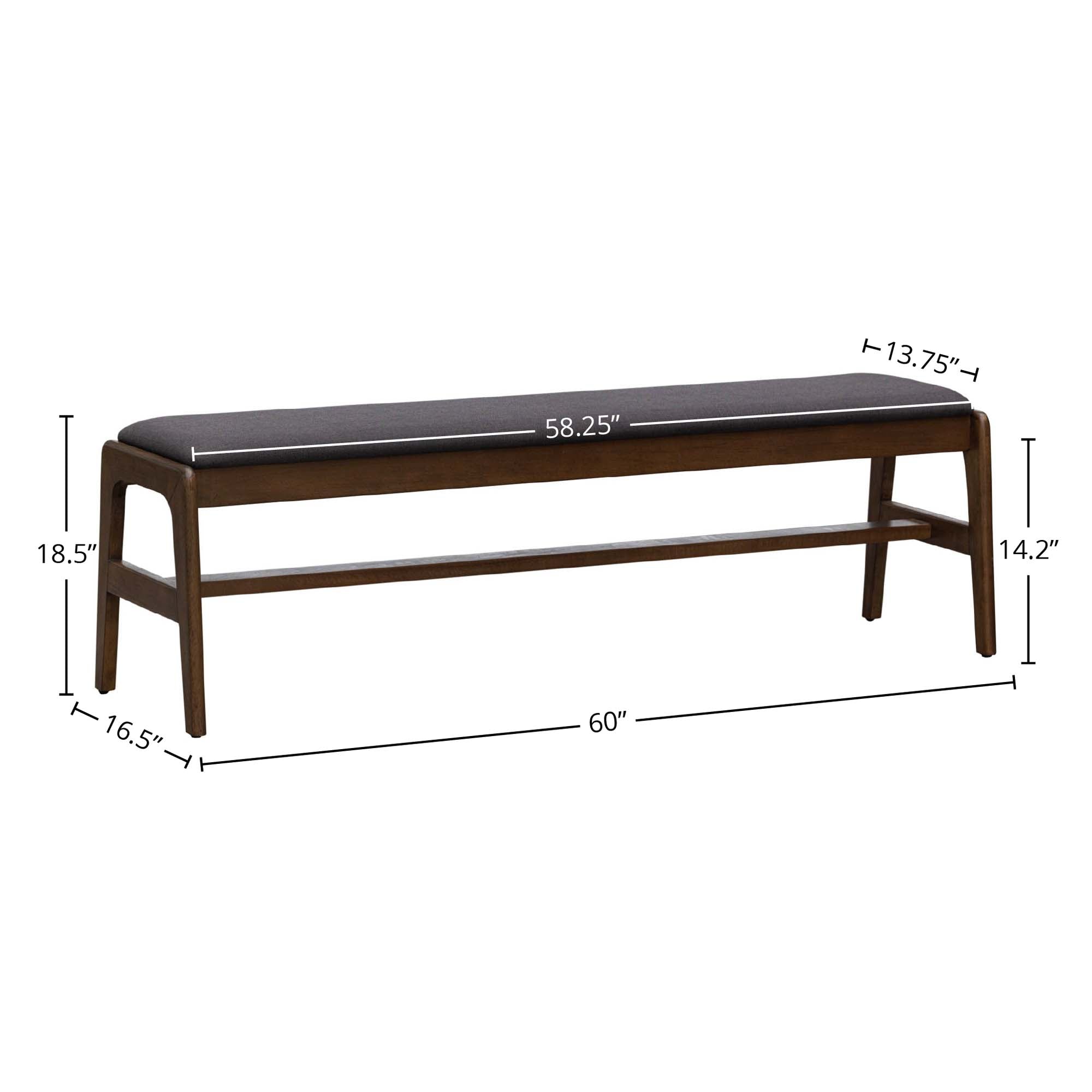Remix Upholstered Bench - Grey