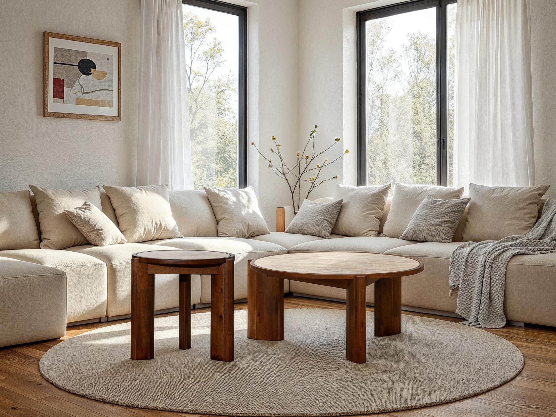 Remix Round Coffee Table - Travertine - Central Designs