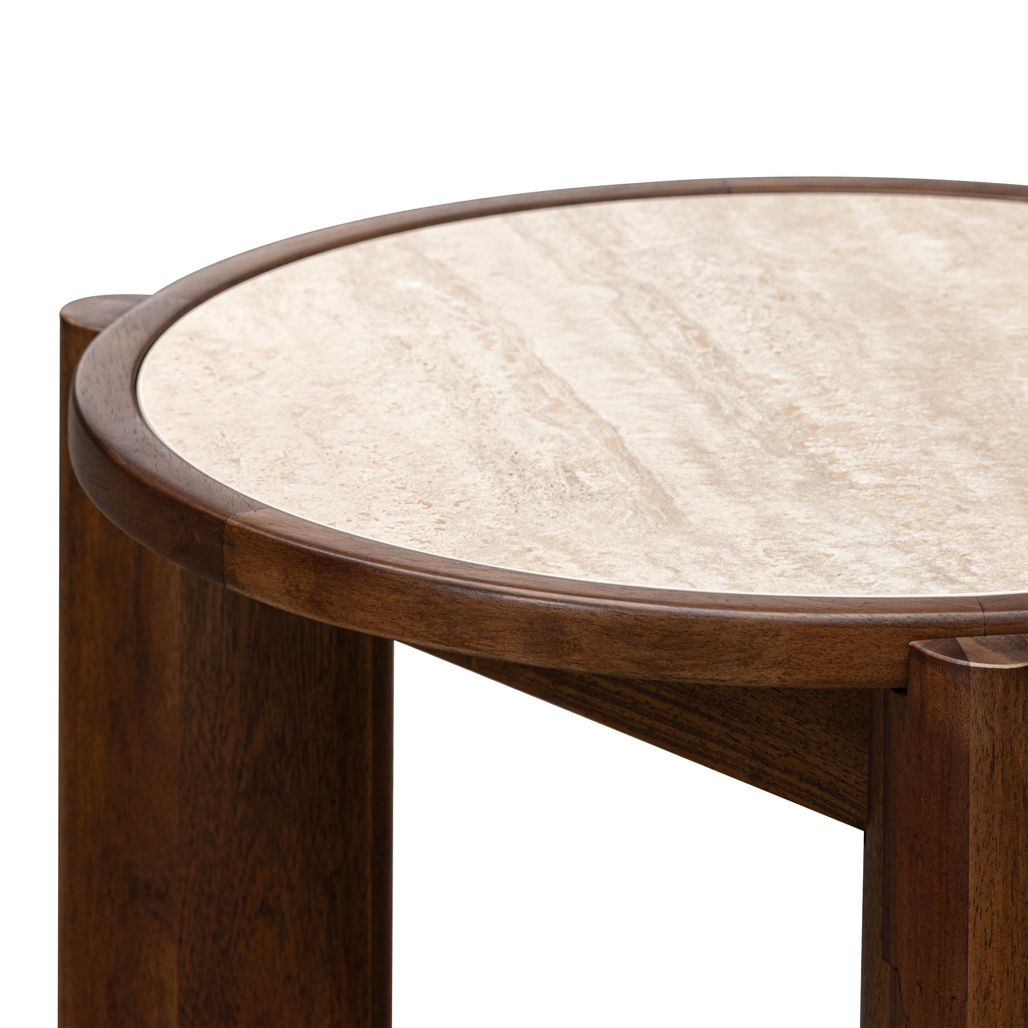 Remix Round Side Table - Travertine