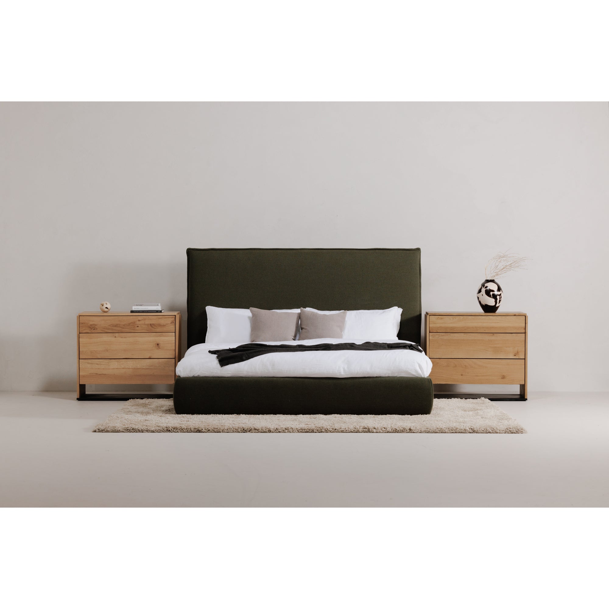 Luzon King Bed Tall Headboard Deep Forest