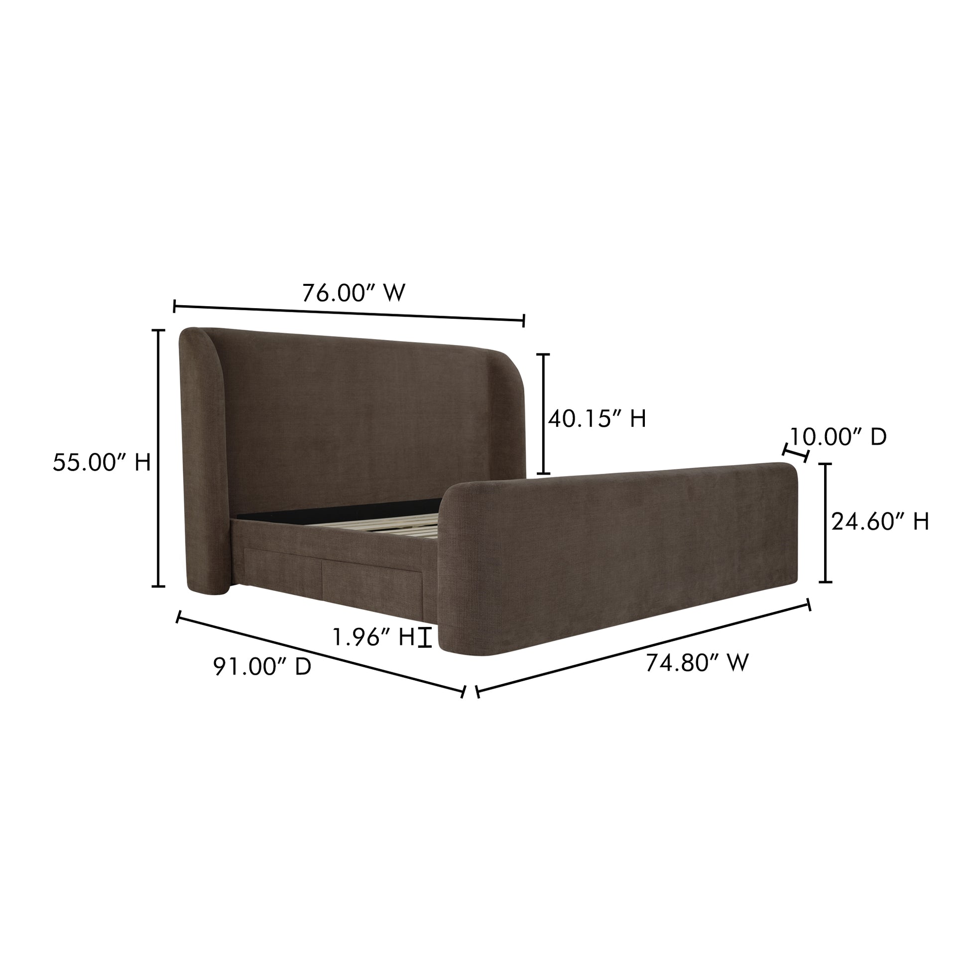 Sophia Queen Storage Bed Brown - Central Designs