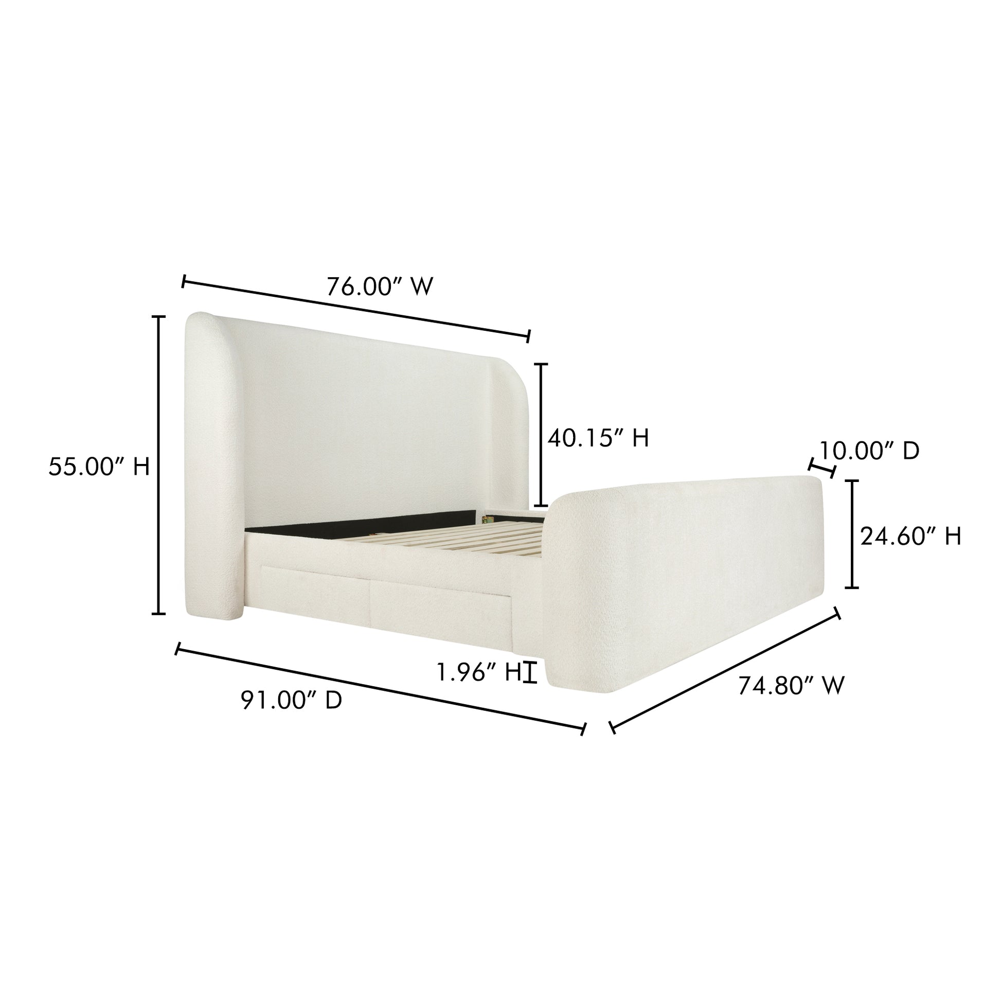 Sophia Queen Storage Bed Cream - Central Designs