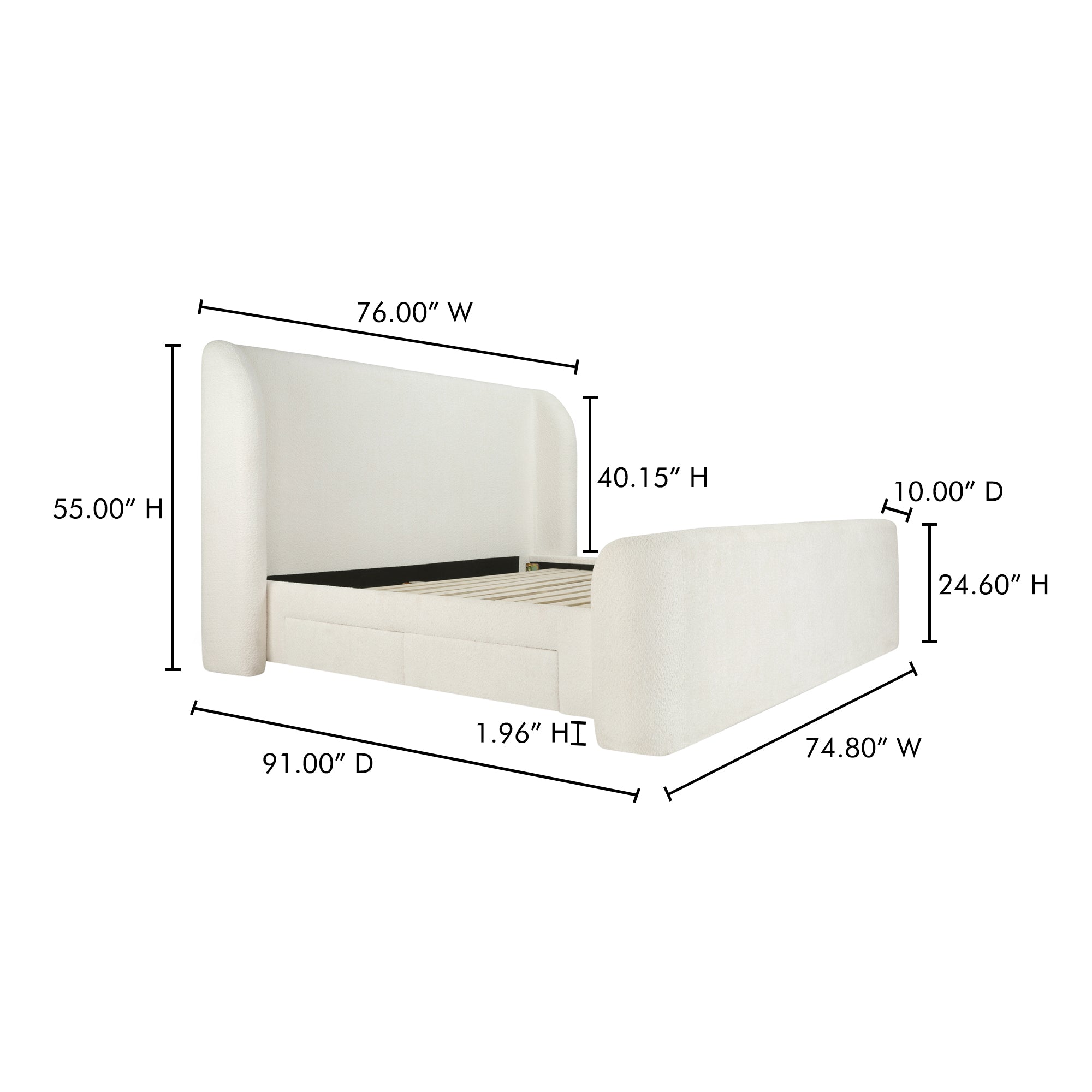 Sophia Queen Storage Bed Cream - Central Designs
