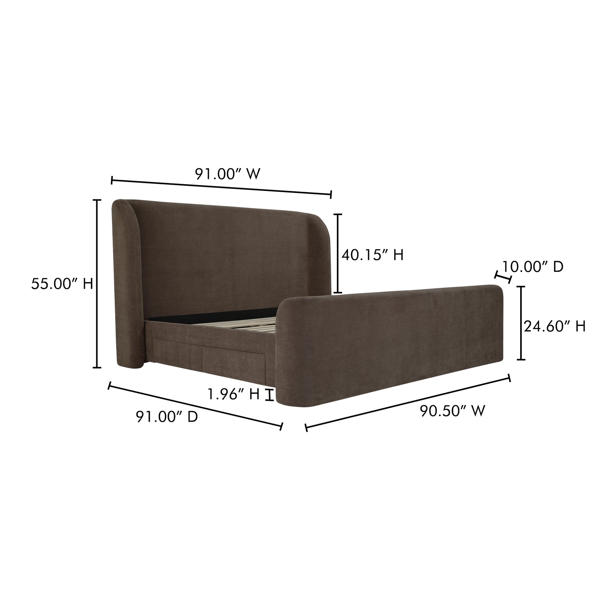 Sophia King Storage Bed Brown - Central Designs