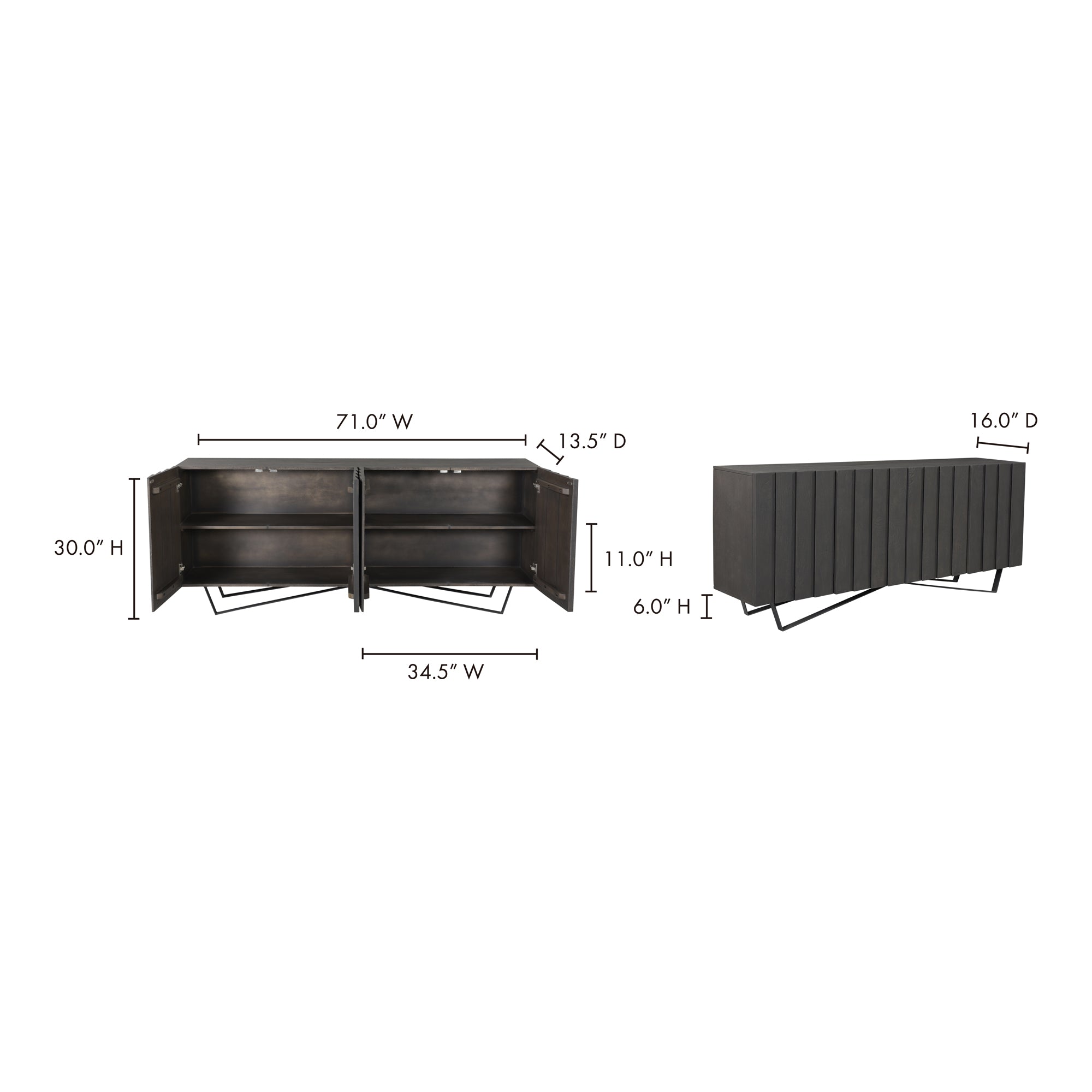 Brolio Sideboard Charcoal - Central Designs