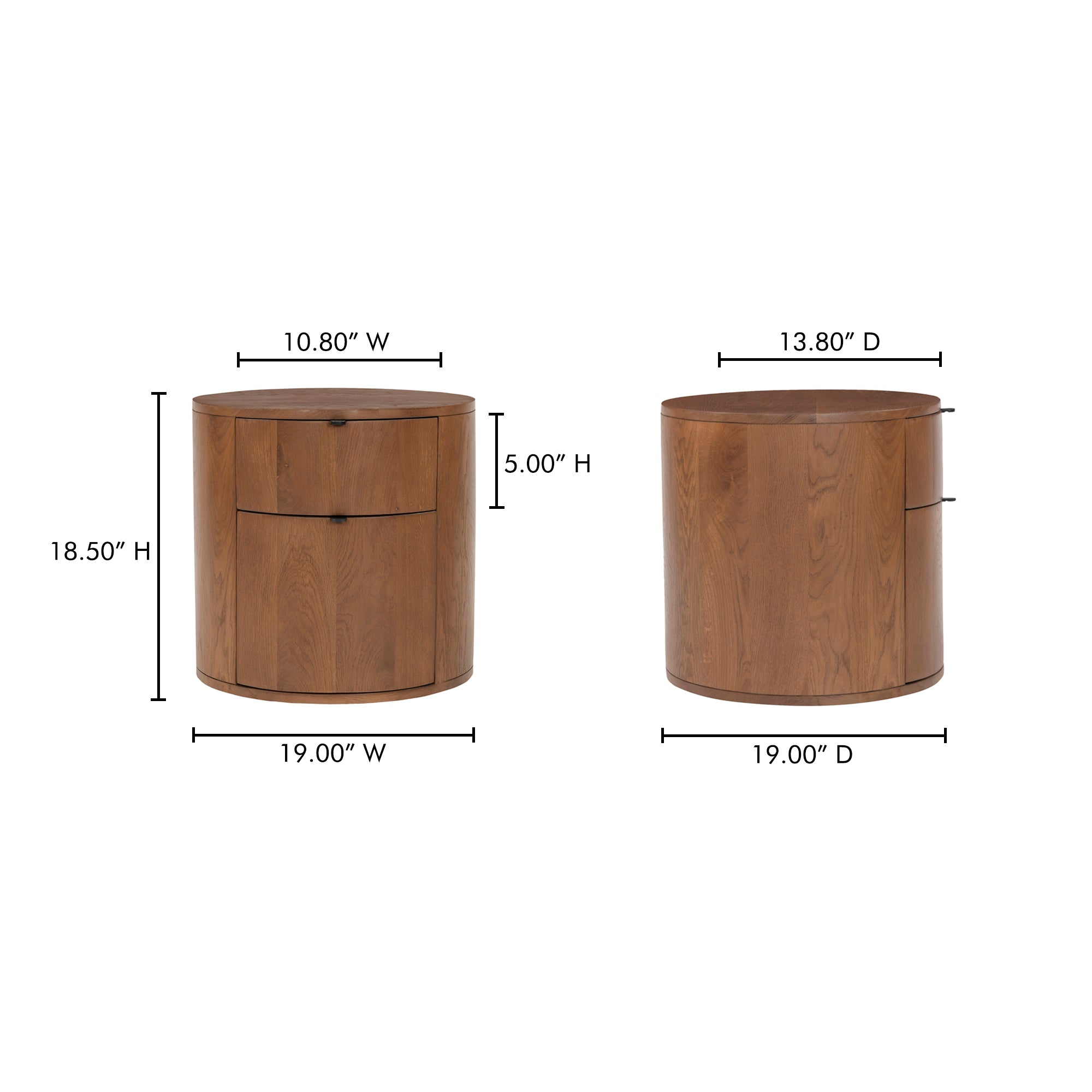 Theo Two Drawer Nightstand Brown - Central Designs