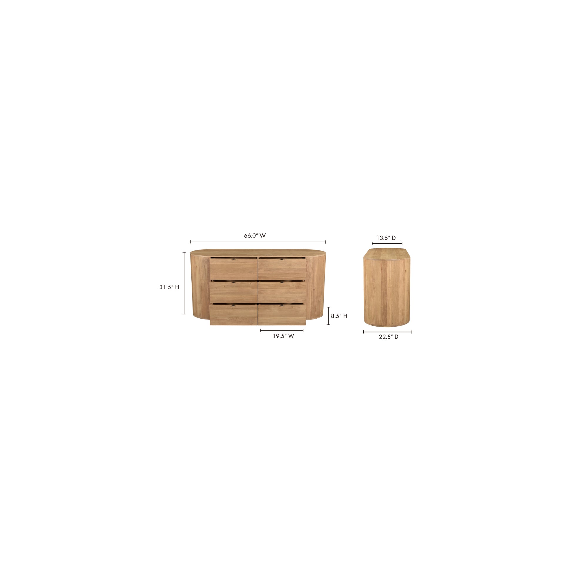 Theo 6 Drawer Dresser Natural - Central Designs