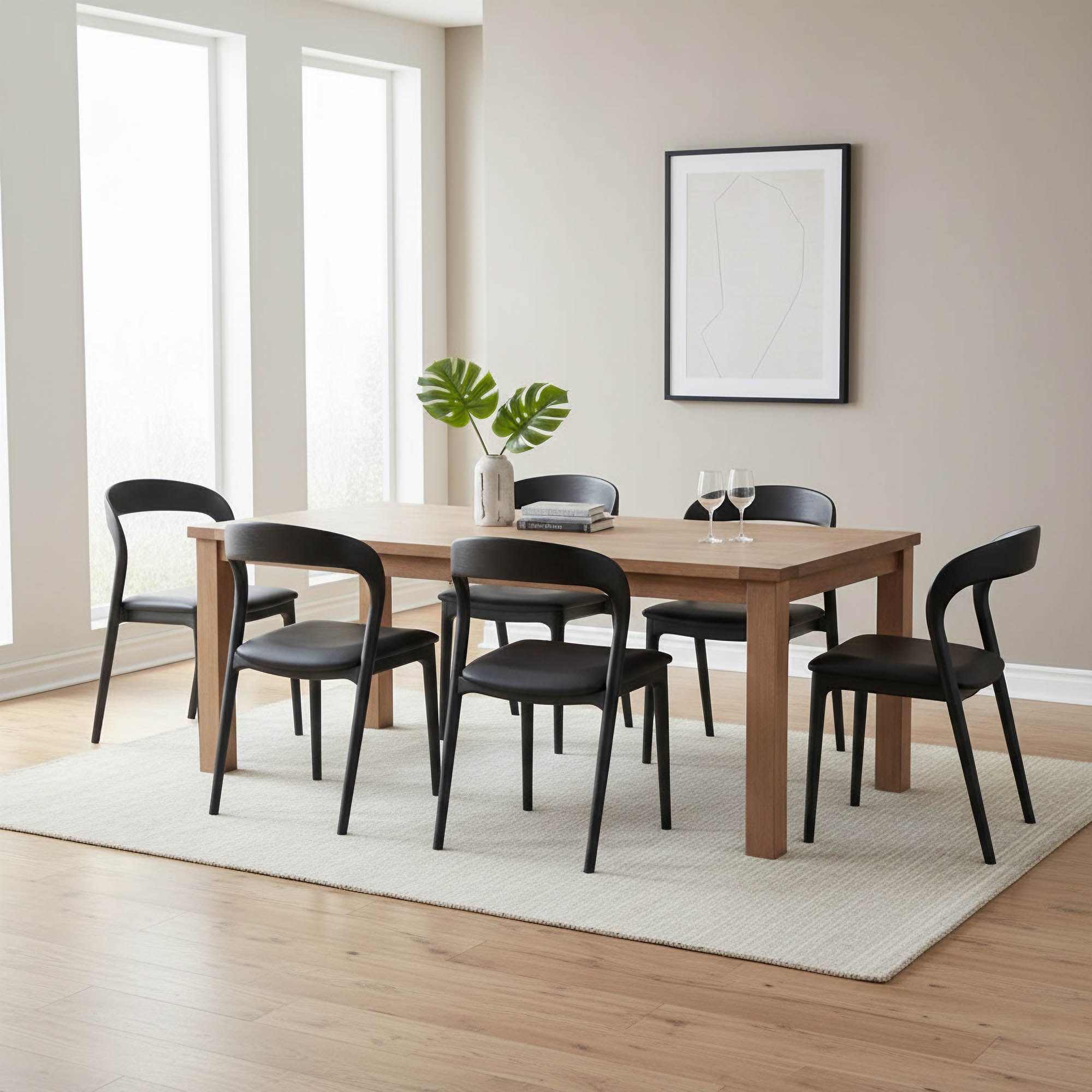 Rotondo Dining Chair - Black Frame w/ PU Seat - Central Designs