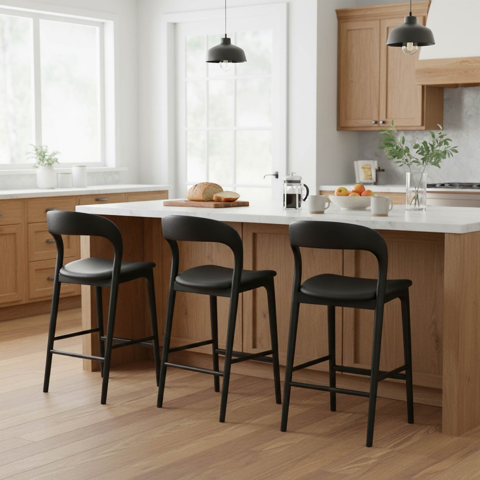Rotondo Counter Stool - Black Frame w/ PU Seat - Central Designs