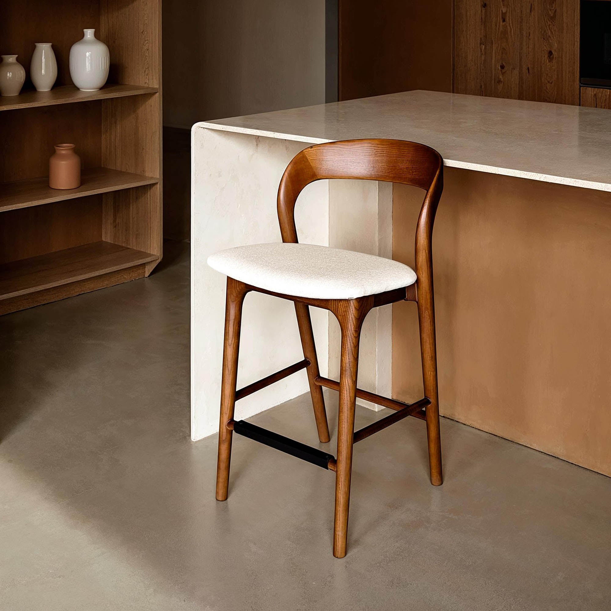 Rotondo Counter Stool - Walnut Frame - Central Designs