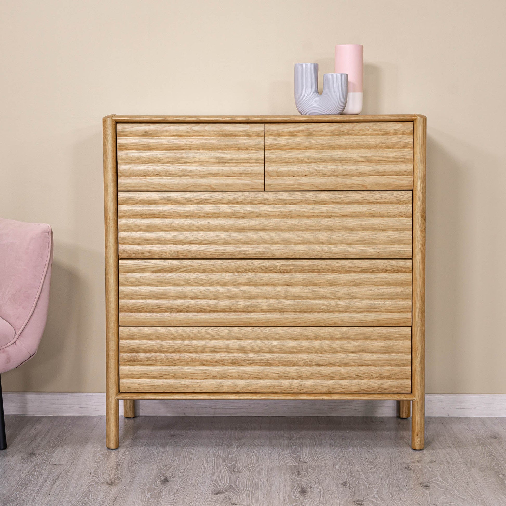 Runway 5 Drawer Chest - Light Oak - Central Designs