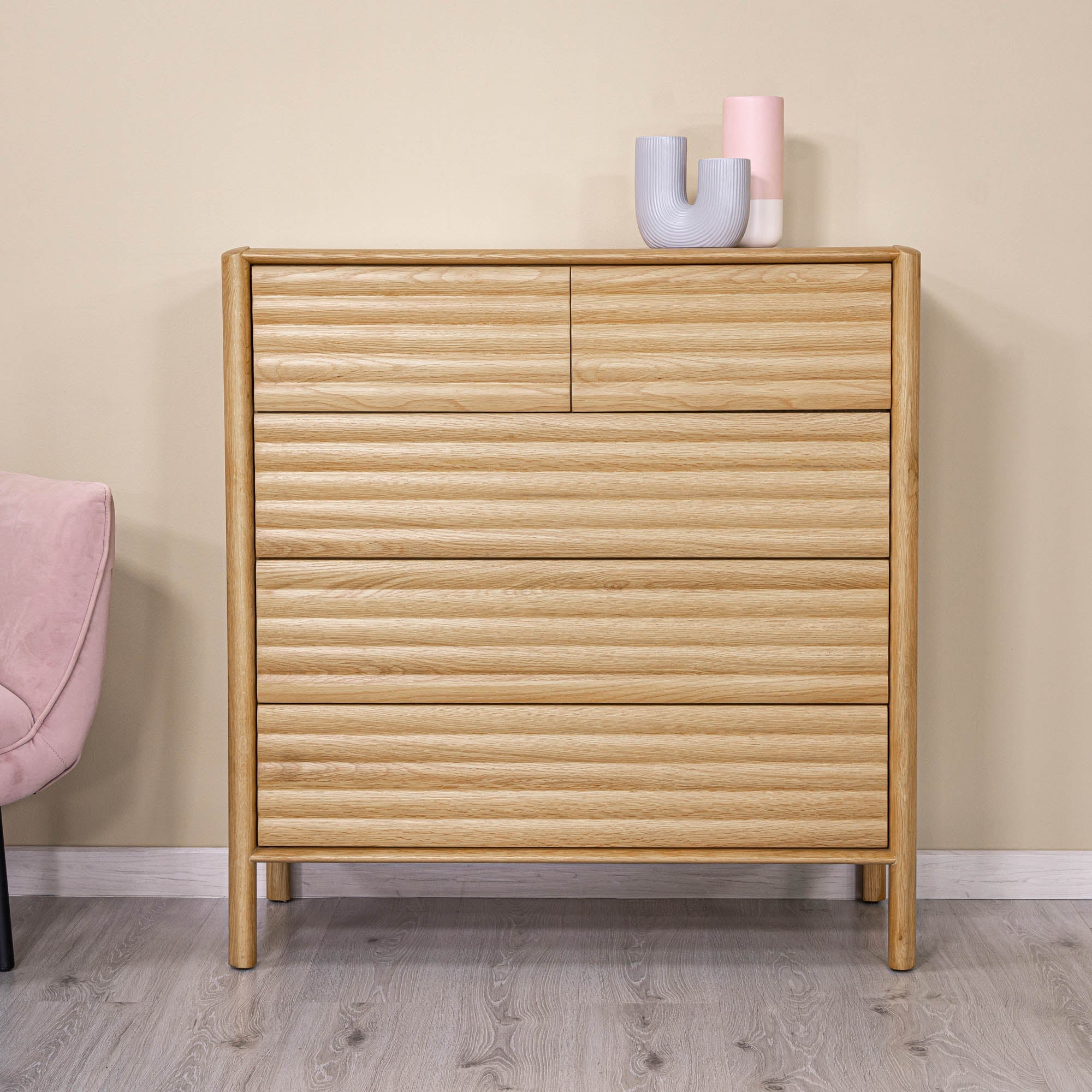 Runway 5 Drawer Chest - Light Oak - Central Designs