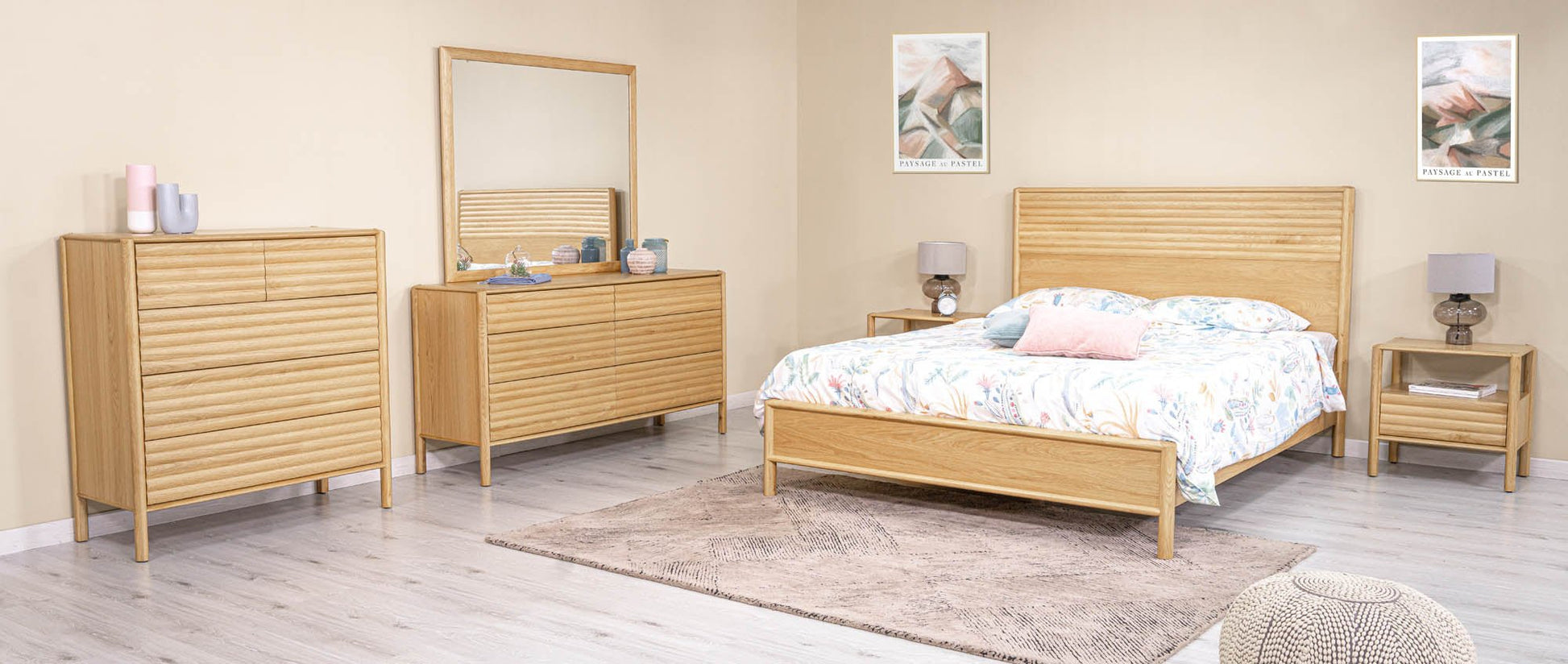 Runway Queen Bed - Light Oak - Central Designs