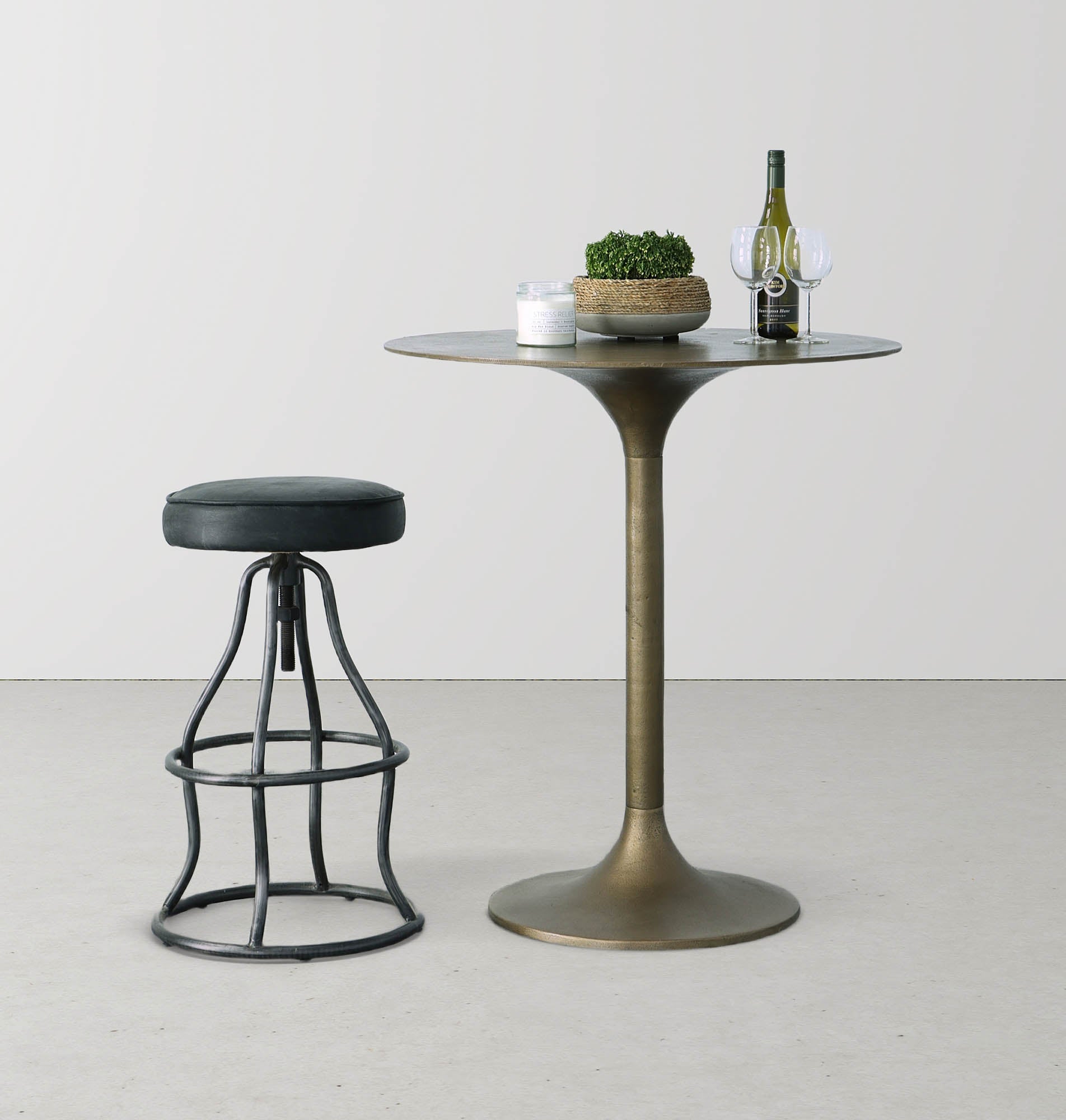Bowie Stool - Black Leather - Central Designs