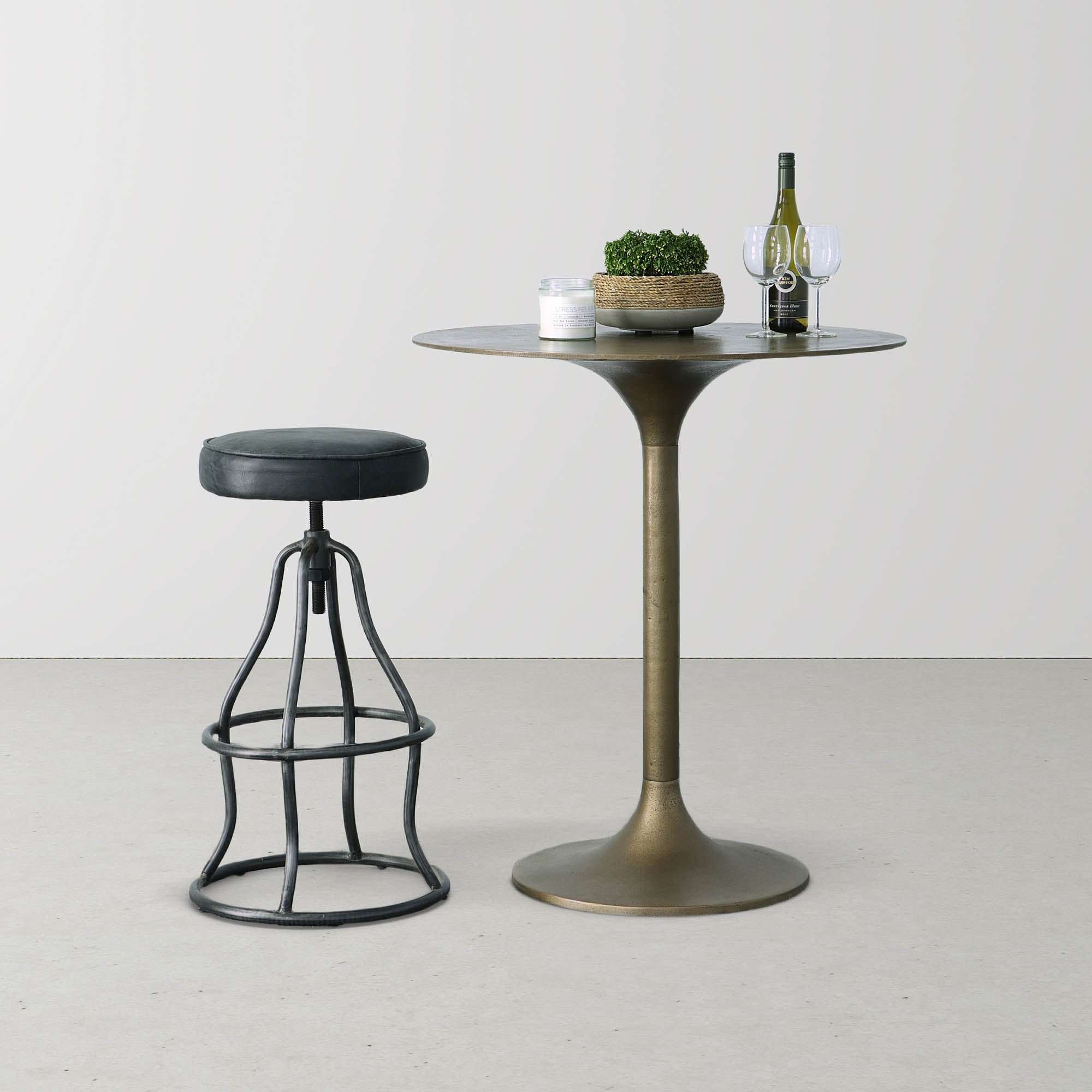 Bowie Stool - Black Leather - Central Designs