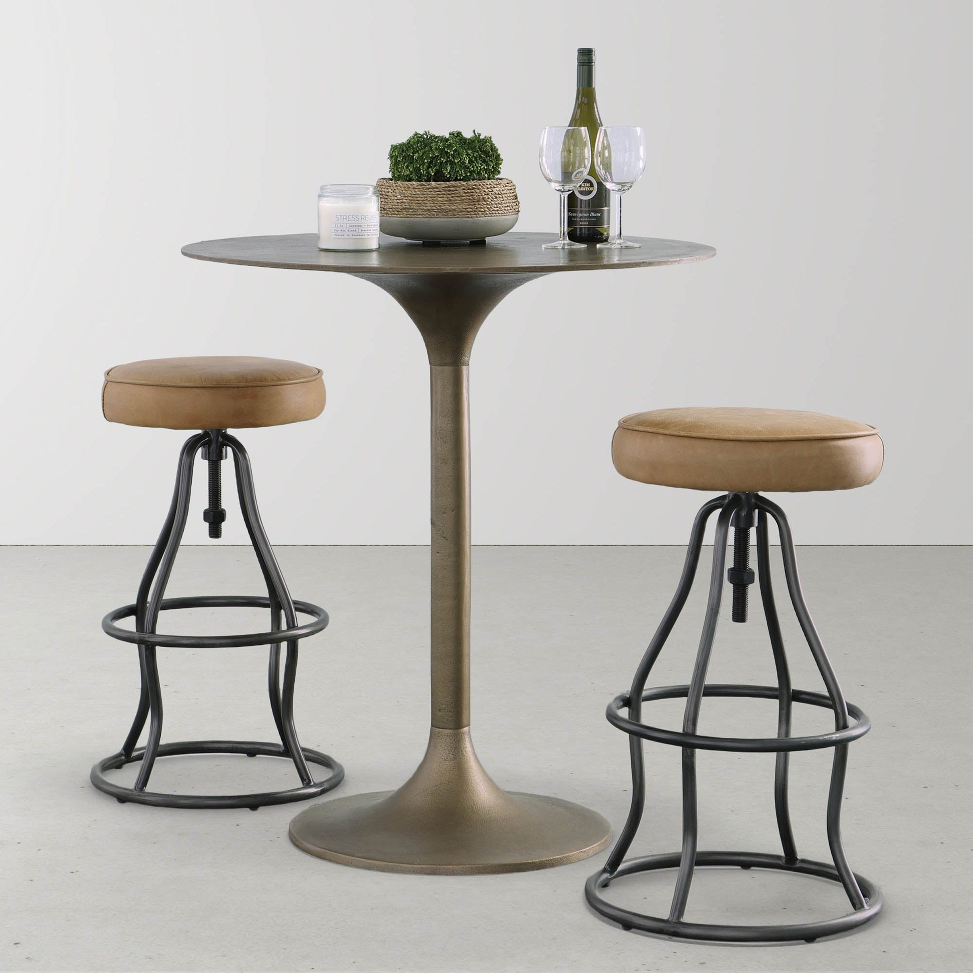 Bowie Stool - Cognac Leather - Central Designs