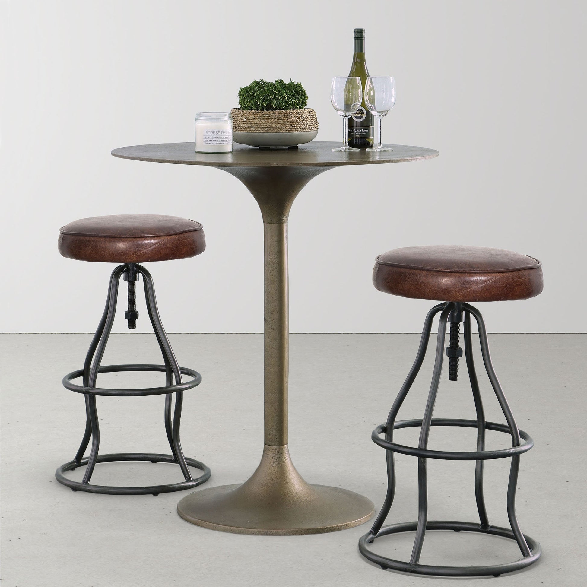 Bowie Stool - Vintage Brown Leather - Central Designs