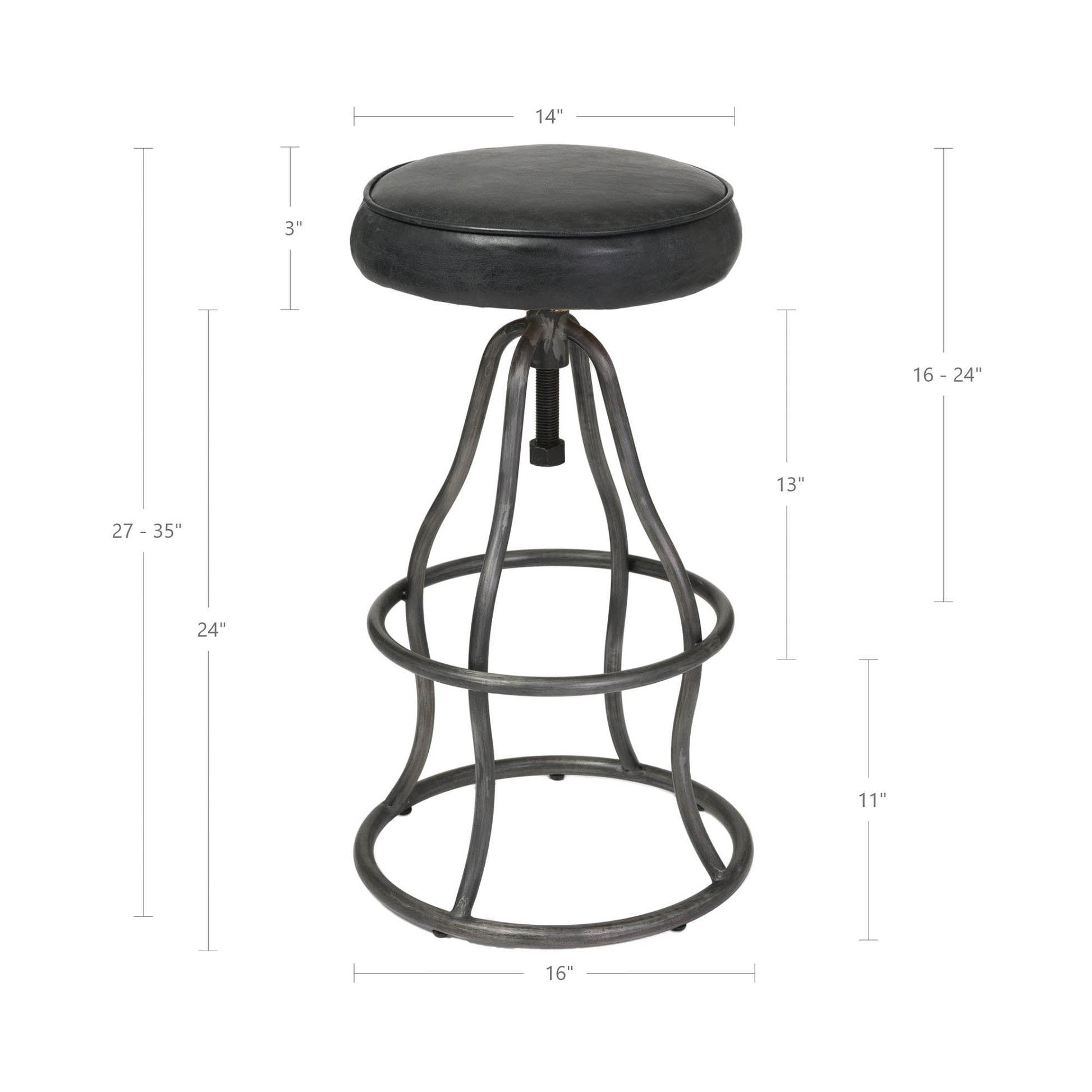 Bowie Stool - Black Leather - Central Designs