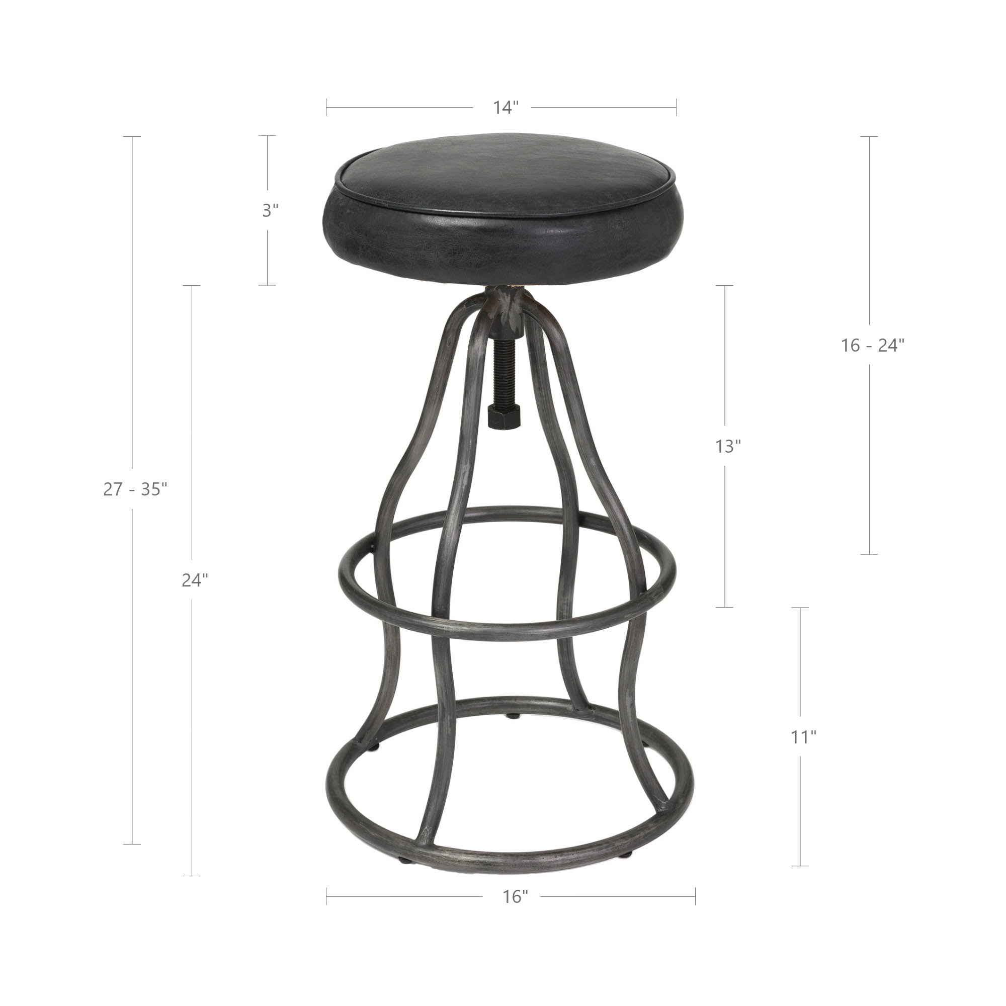 Bowie Stool - Black Leather - Central Designs