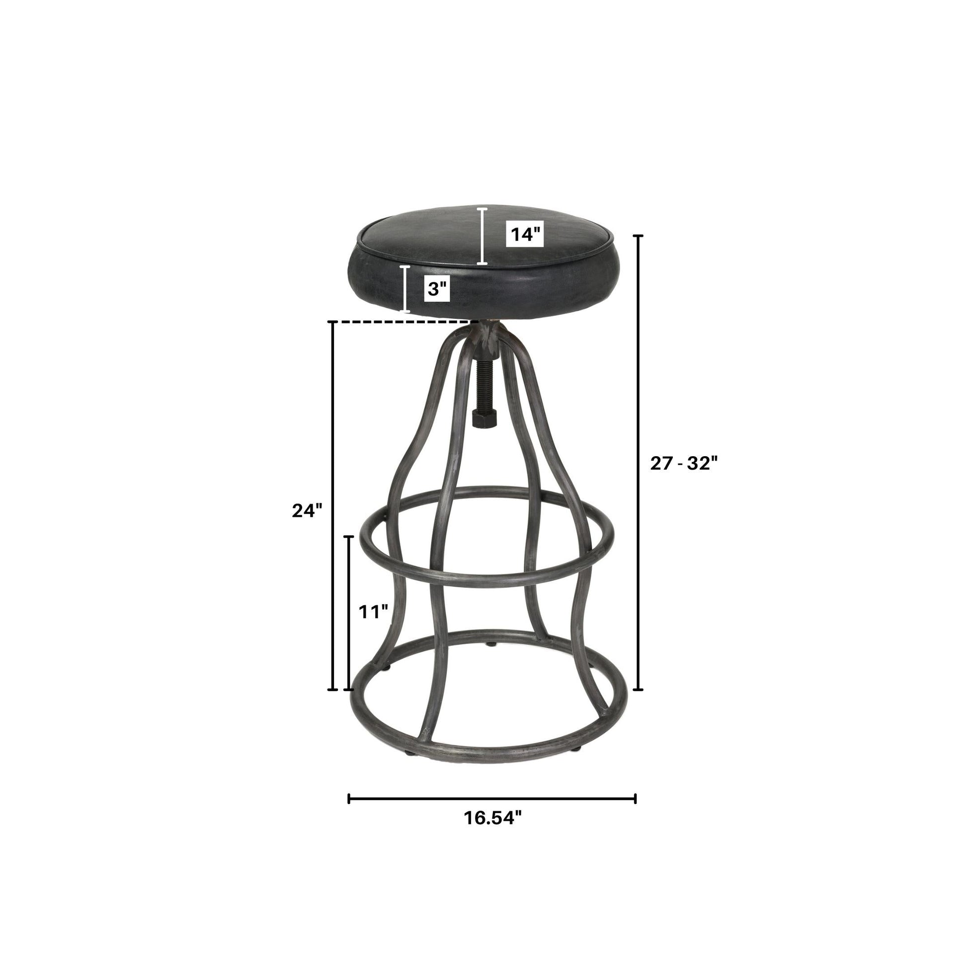 Bowie Stool - Black Leather - Central Designs