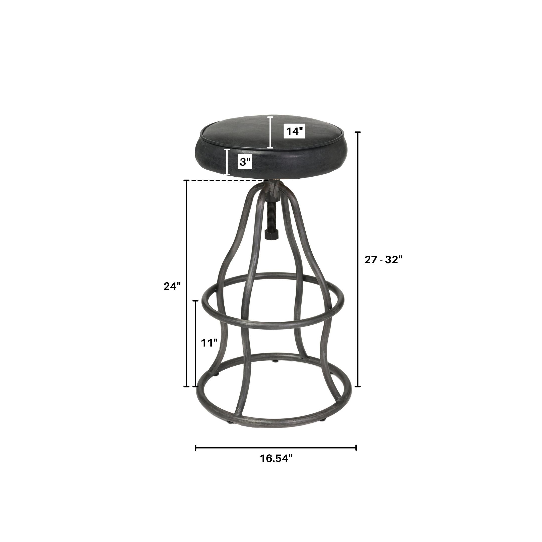 Bowie Stool - Black Leather - Central Designs