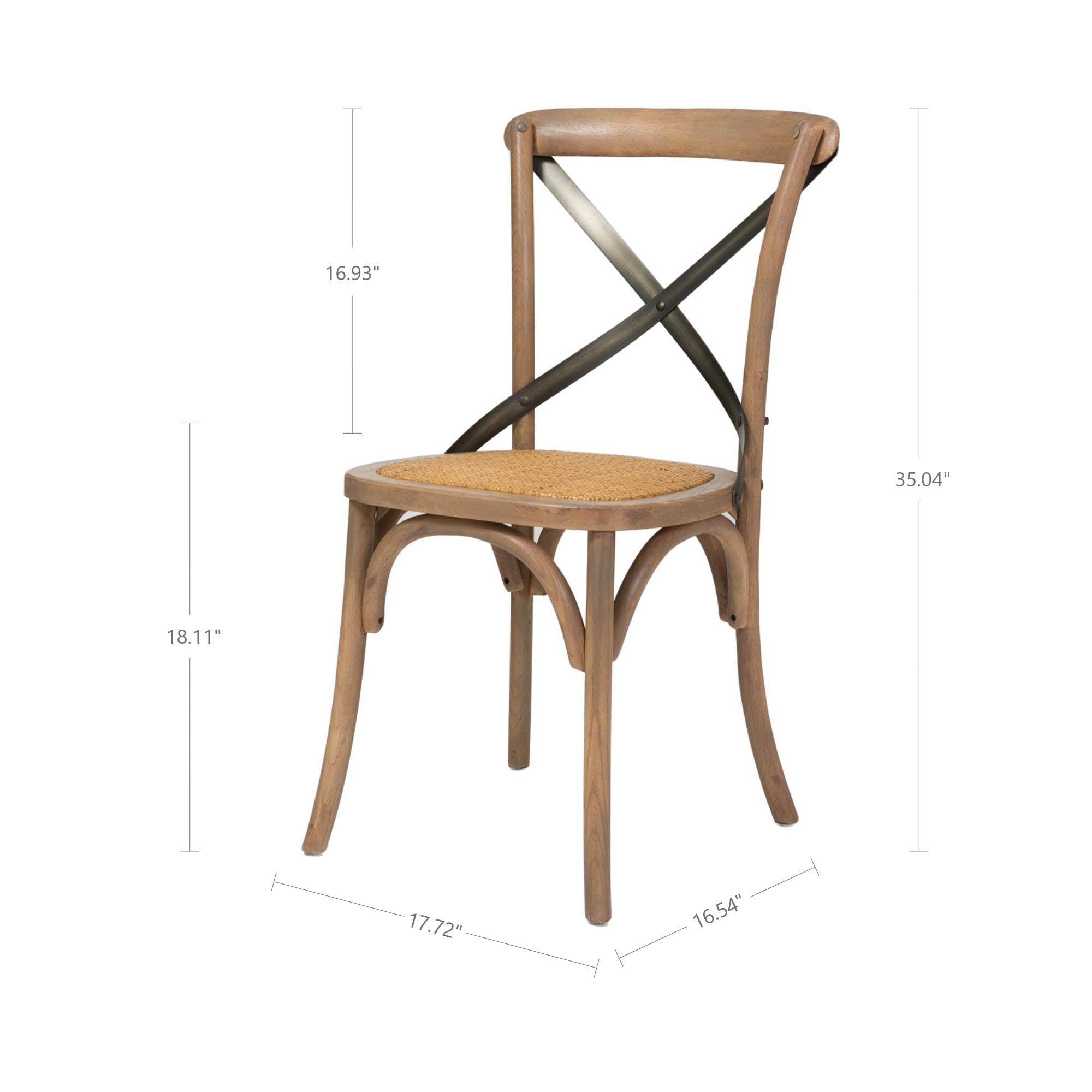 Cross Back Chair w/ Rattan Seat - Sundried