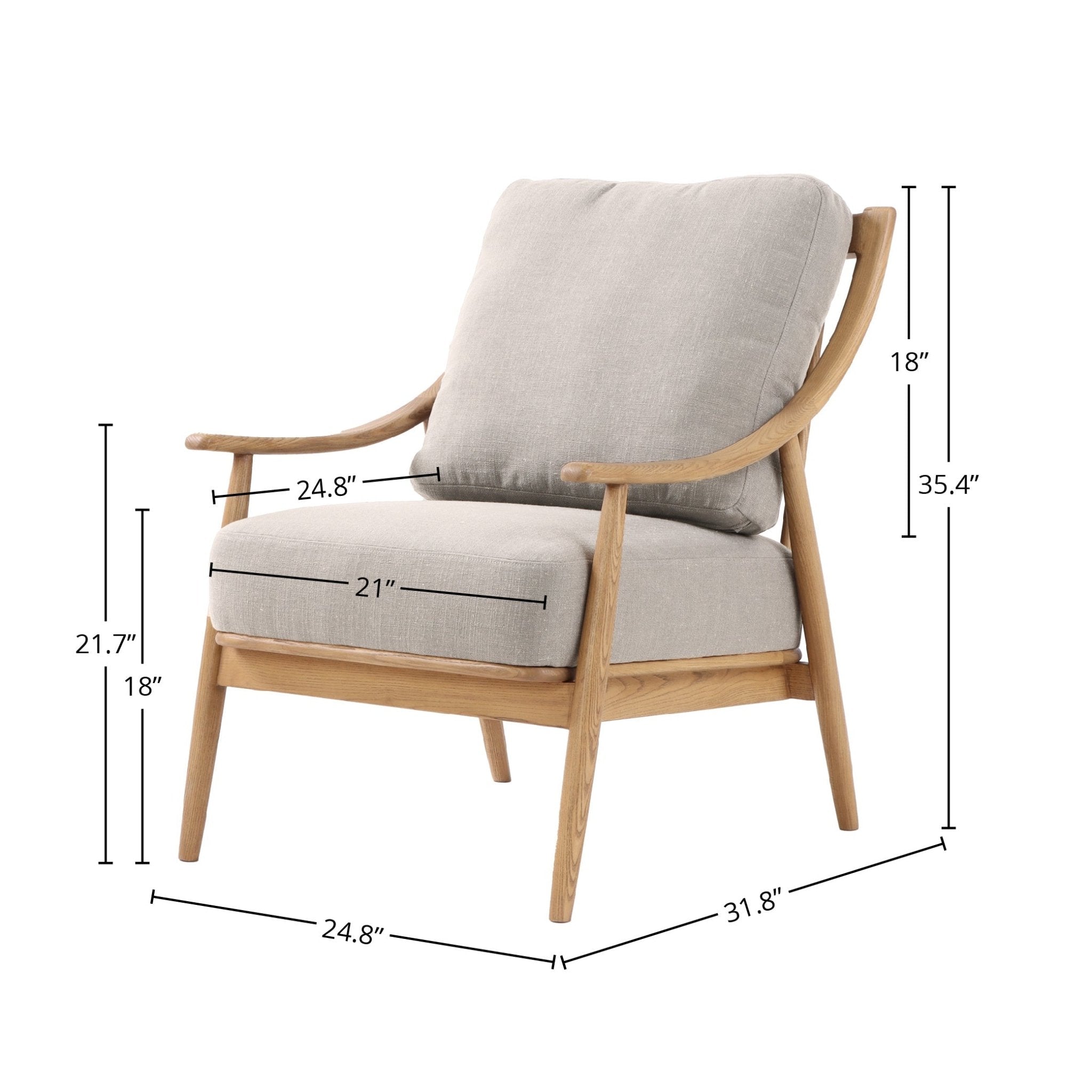 Kinsley Club Chair - Light Linen/ Natural Frame - Central Designs