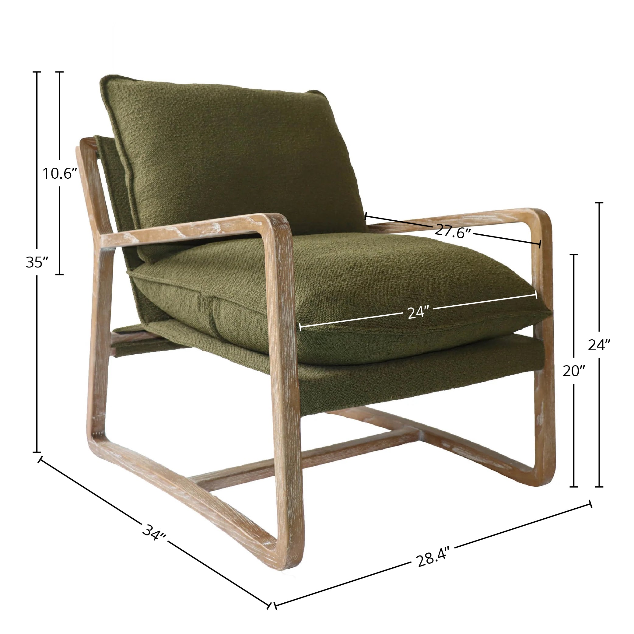 Huntington Club Chair - Moss Boucle - Central Designs