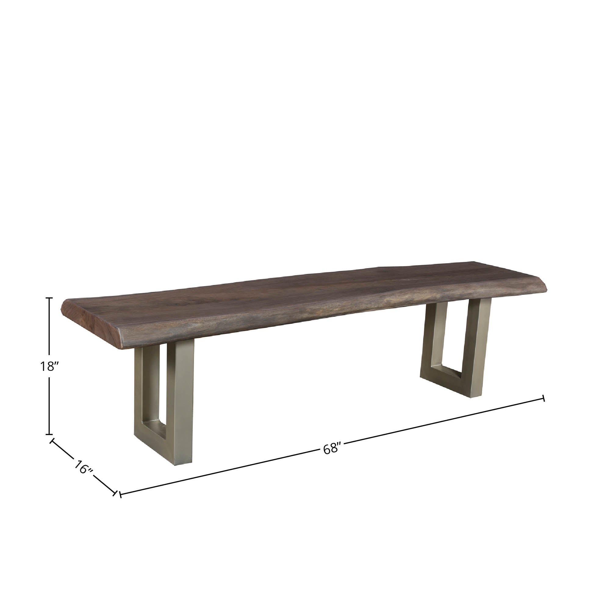 TAJ Dining Bench - Vinegar Matte Top/ U Tube Metal Base - Central Designs