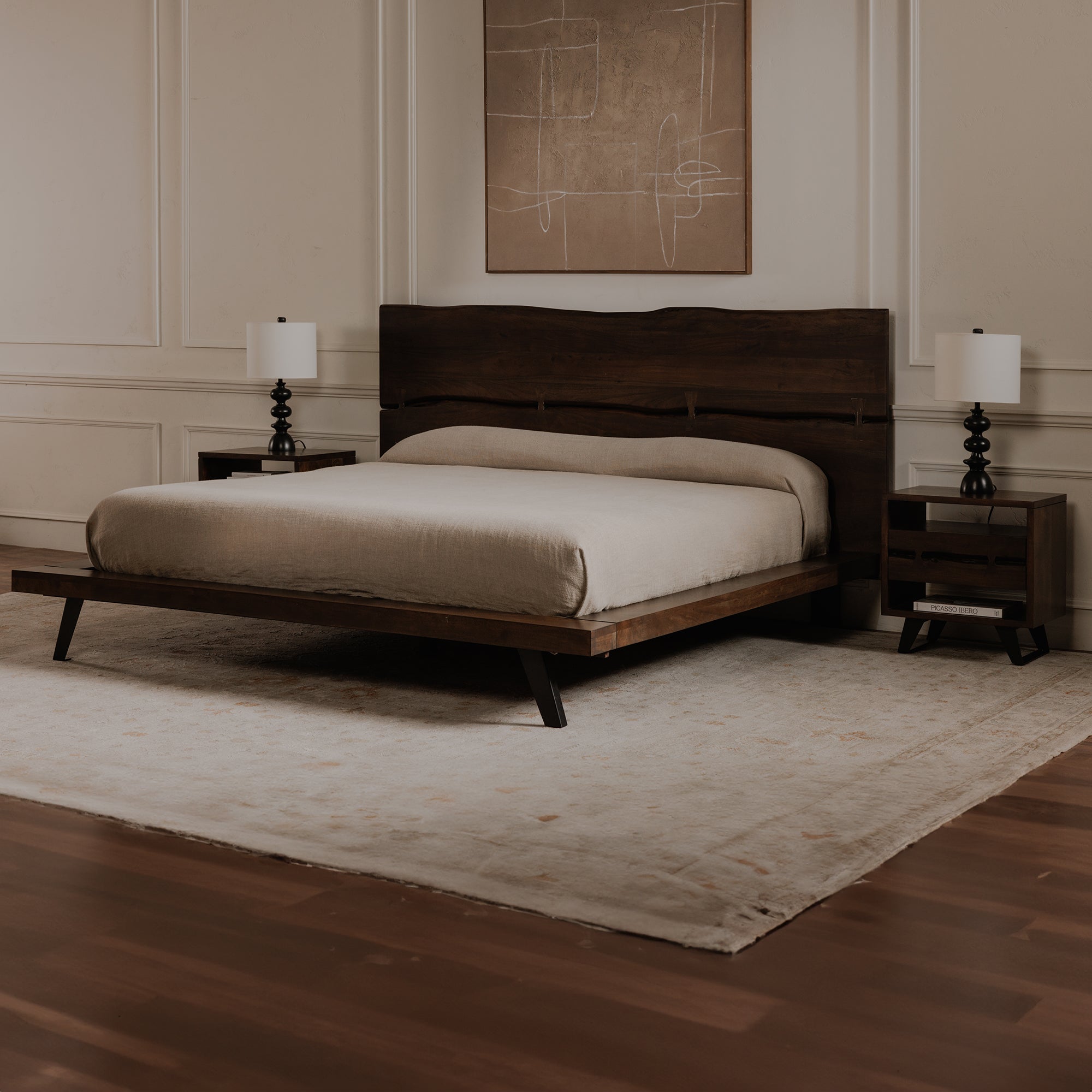 Madagascar King Platform Bed Dark Brown
