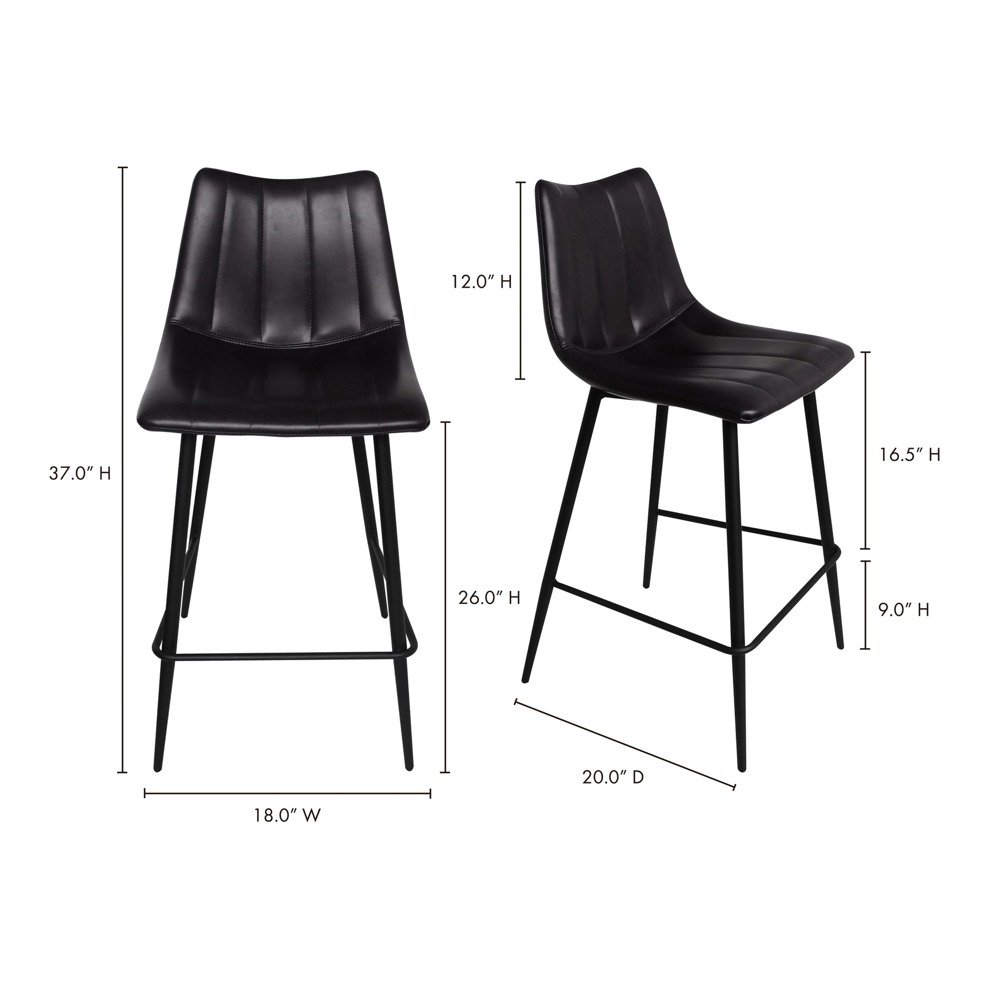Alibi Counter Stool Matte Black - Set Of Two - Central Designs