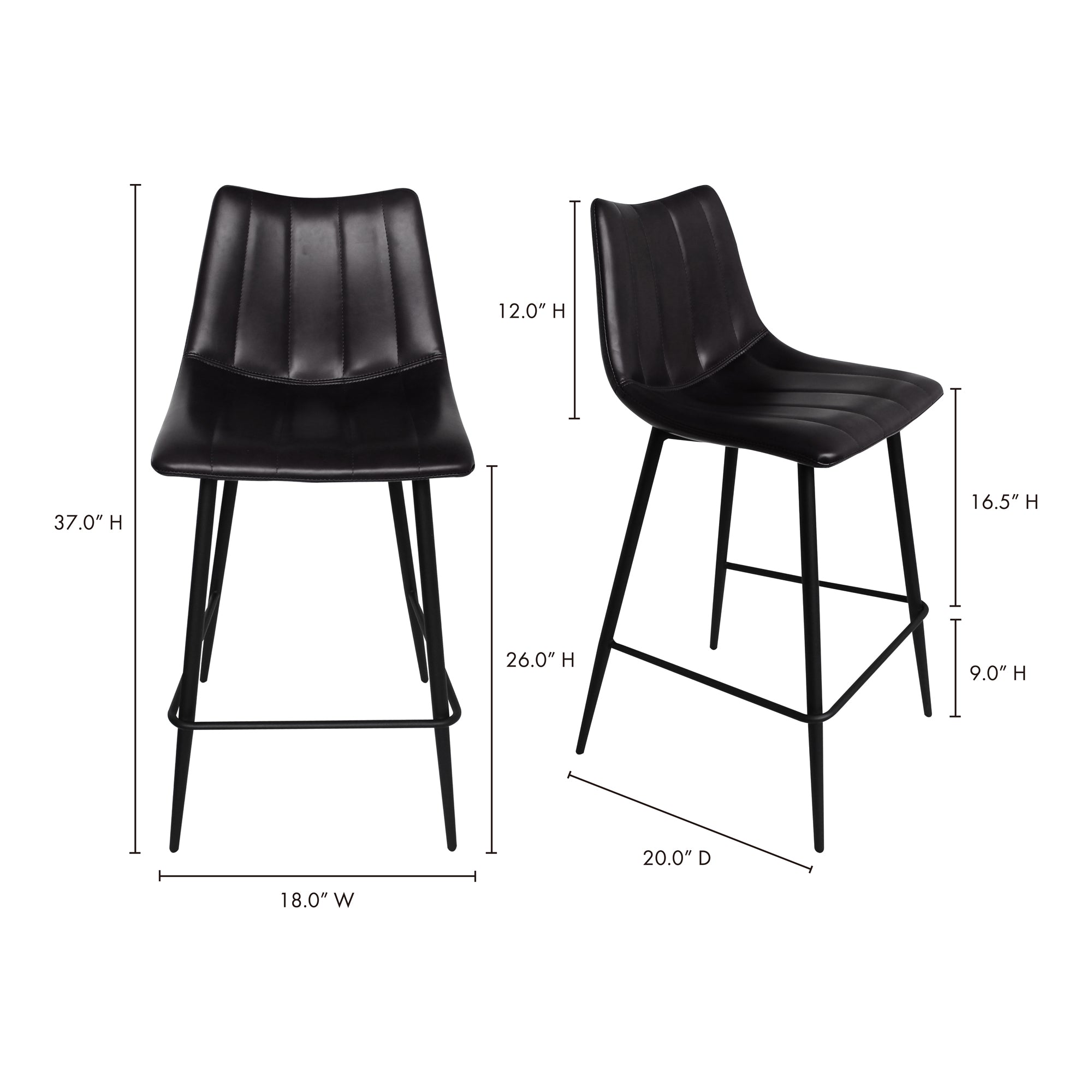 Alibi Counter Stool Matte Black - Set Of Two - Central Designs