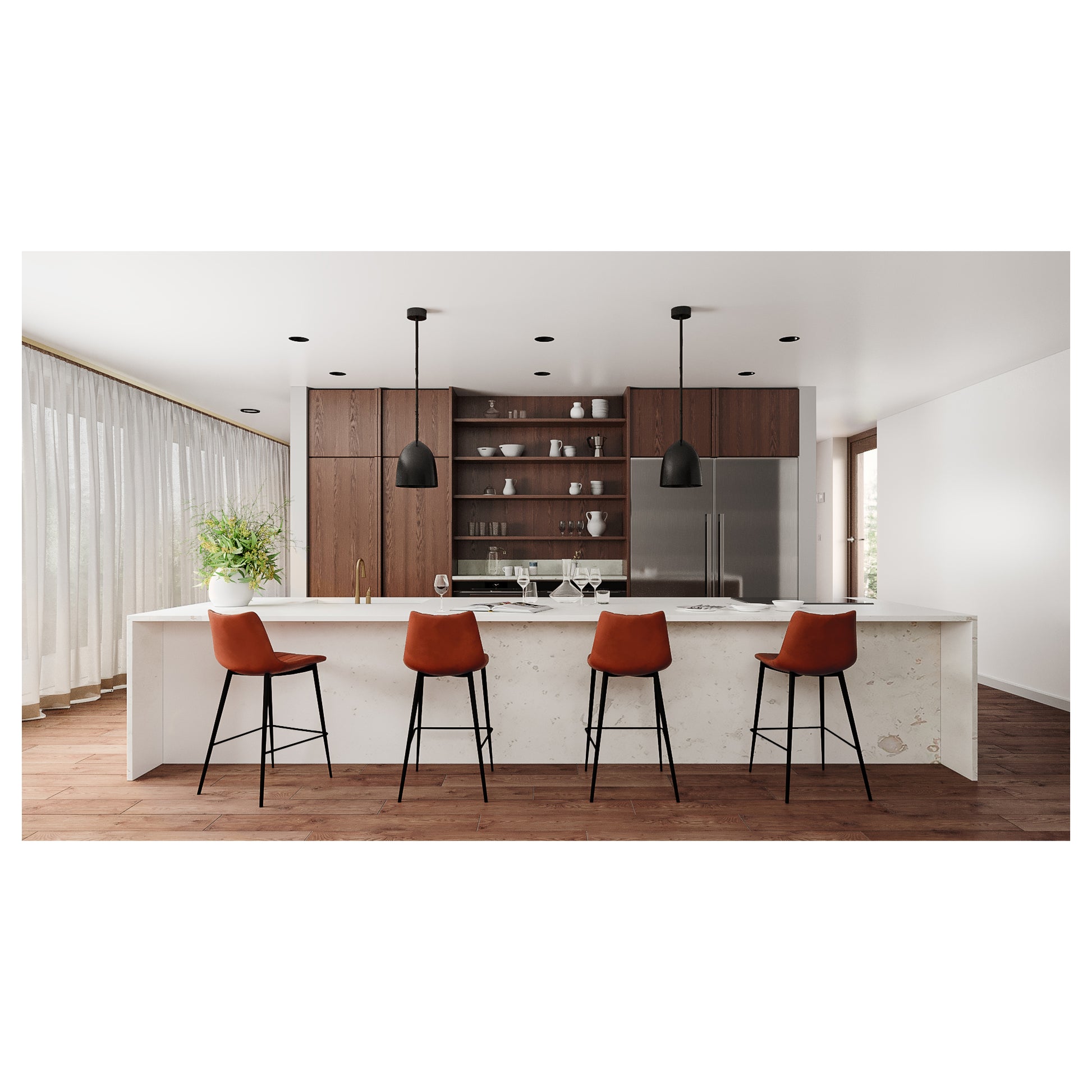 Alibi Counter Stool Brown - Set Of Two - Central Designs