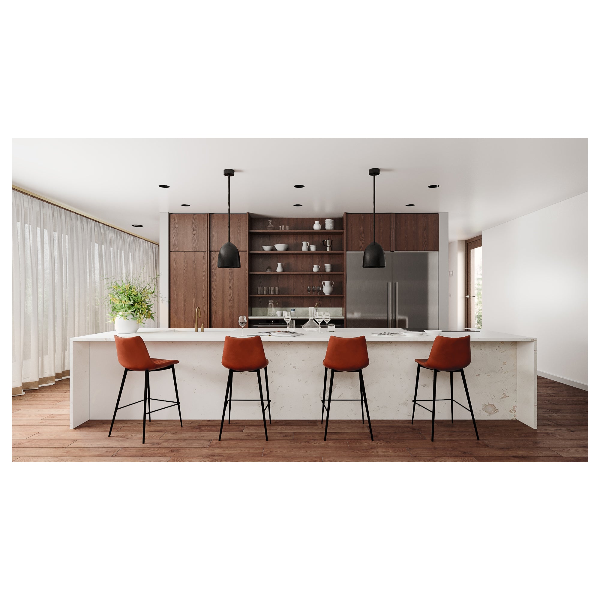 Alibi Counter Stool Brown - Set Of Two - Central Designs