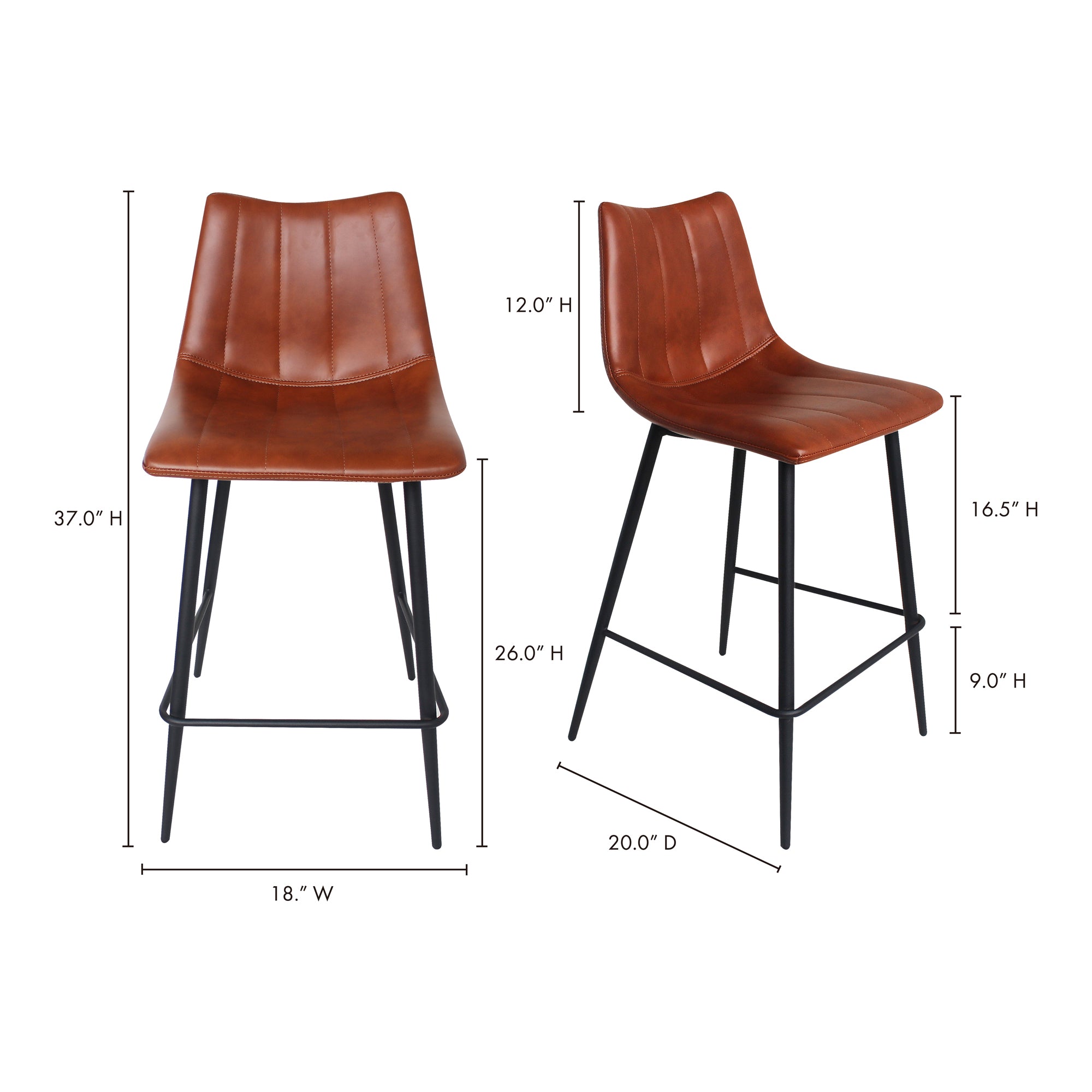 Alibi Counter Stool Brown - Set Of Two - Central Designs