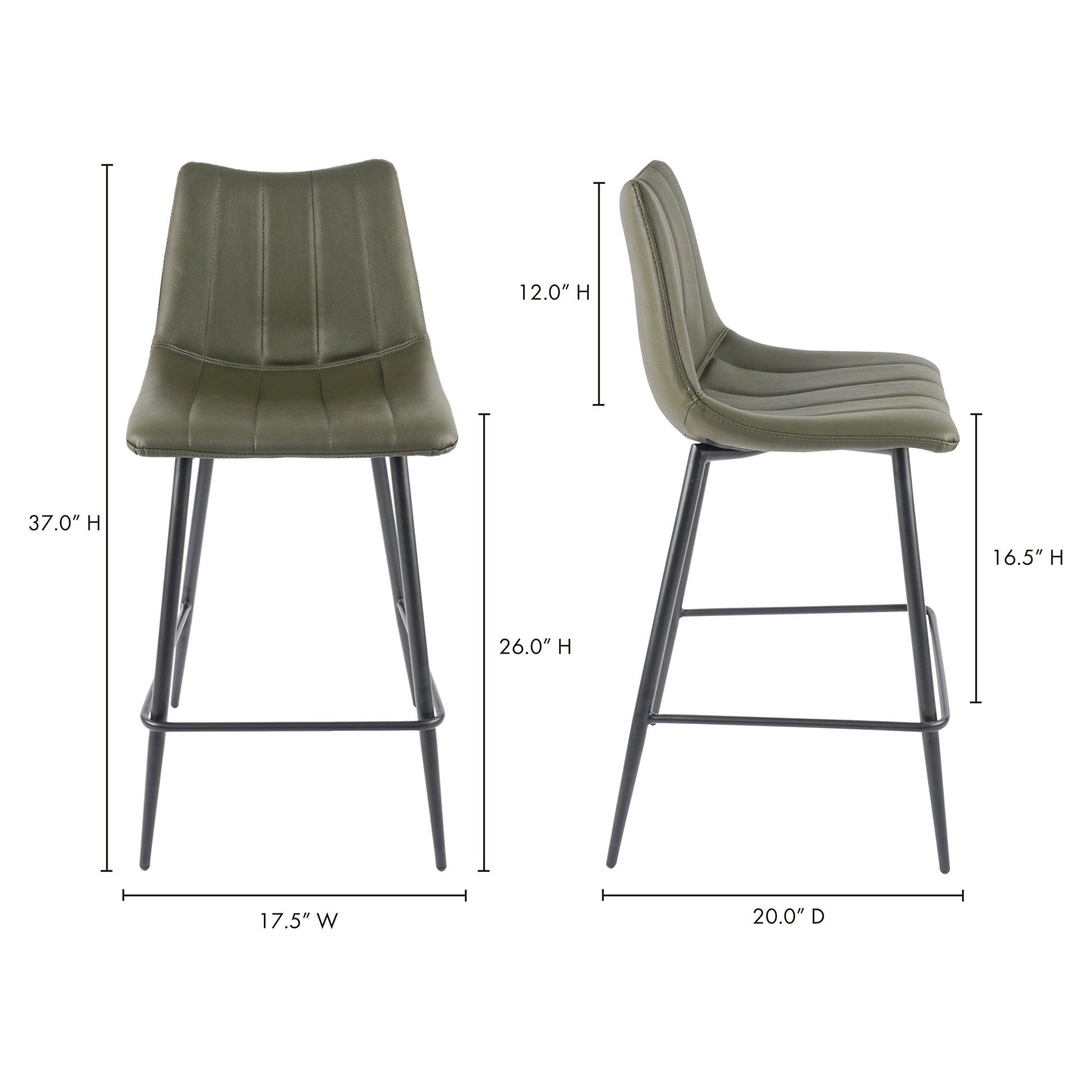 Alibi Counter Stool Dark Green - Set Of Two - Central Designs