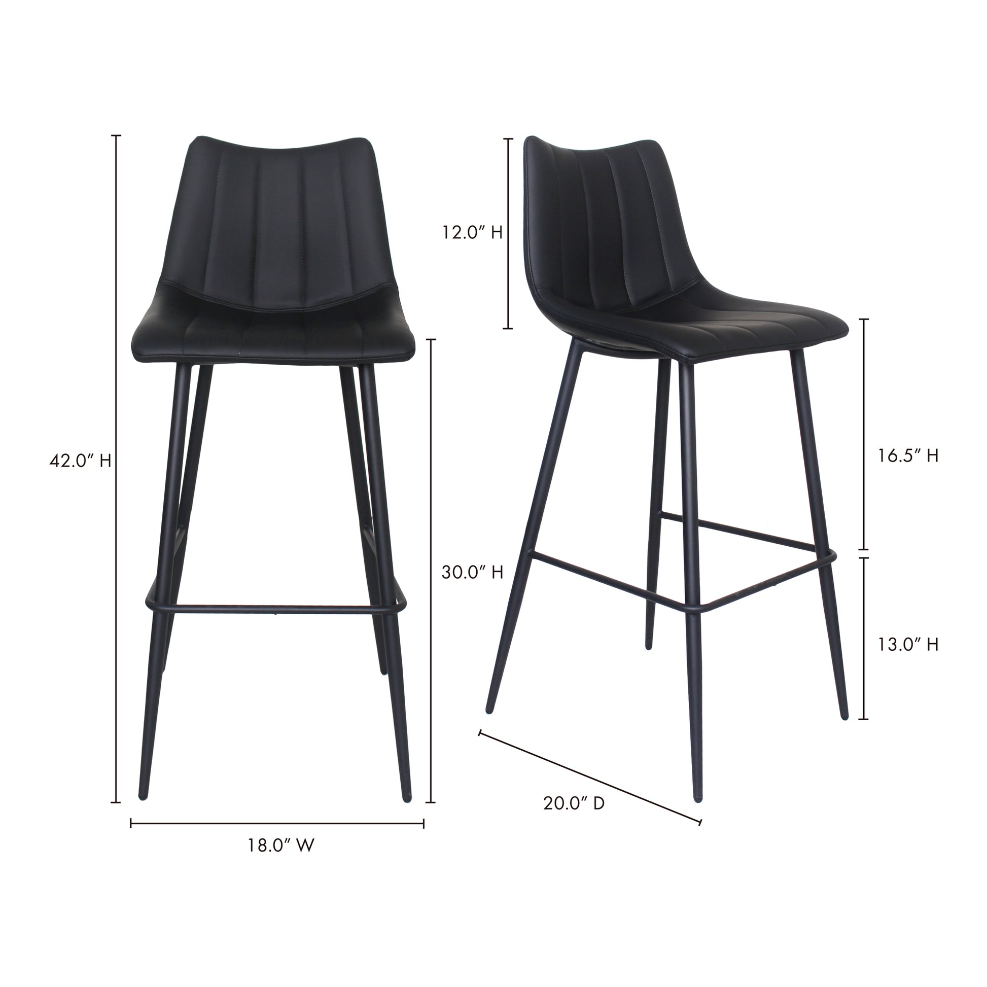 Alibi Barstool Matte Black - Set Of Two - Central Designs