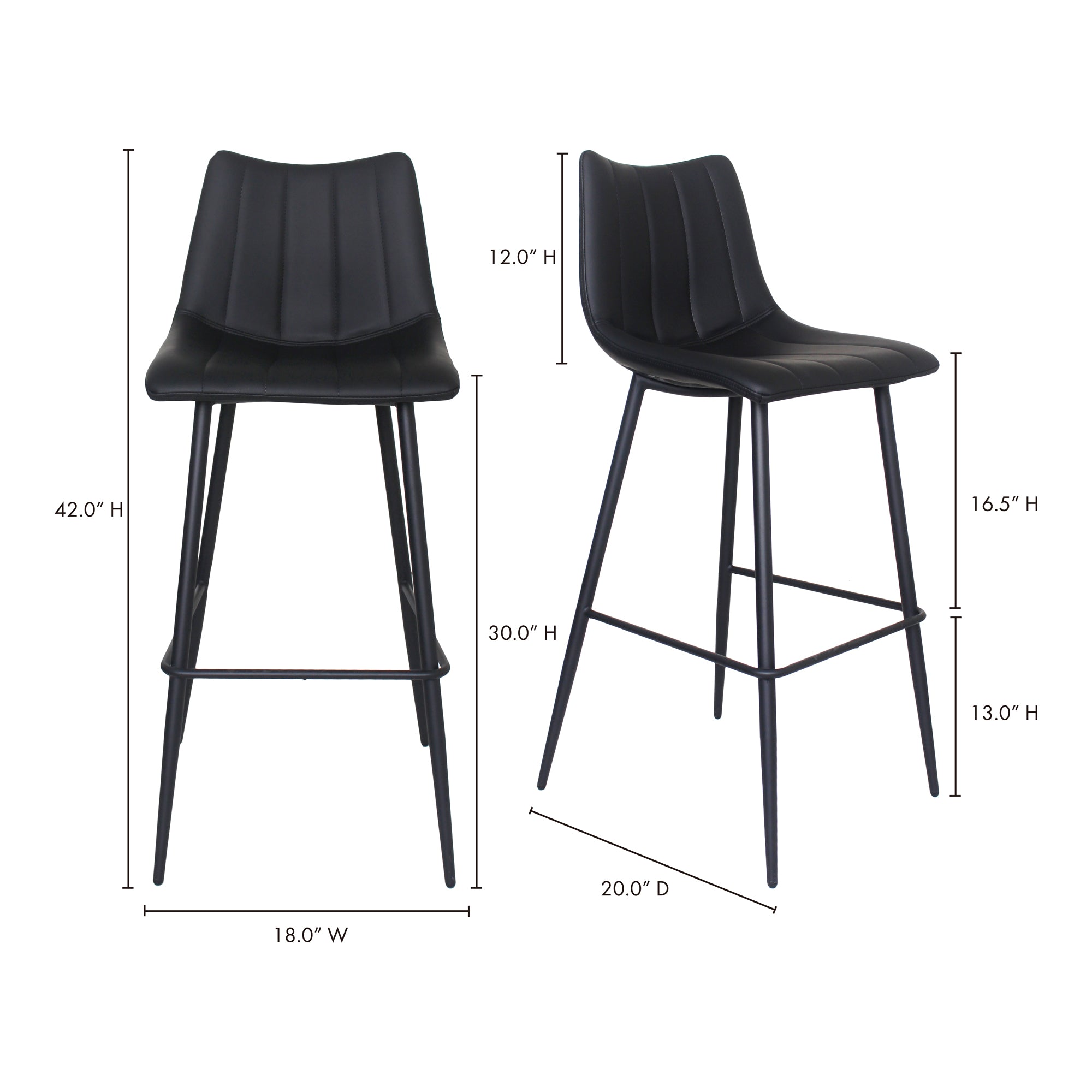 Alibi Barstool Matte Black - Set Of Two - Central Designs