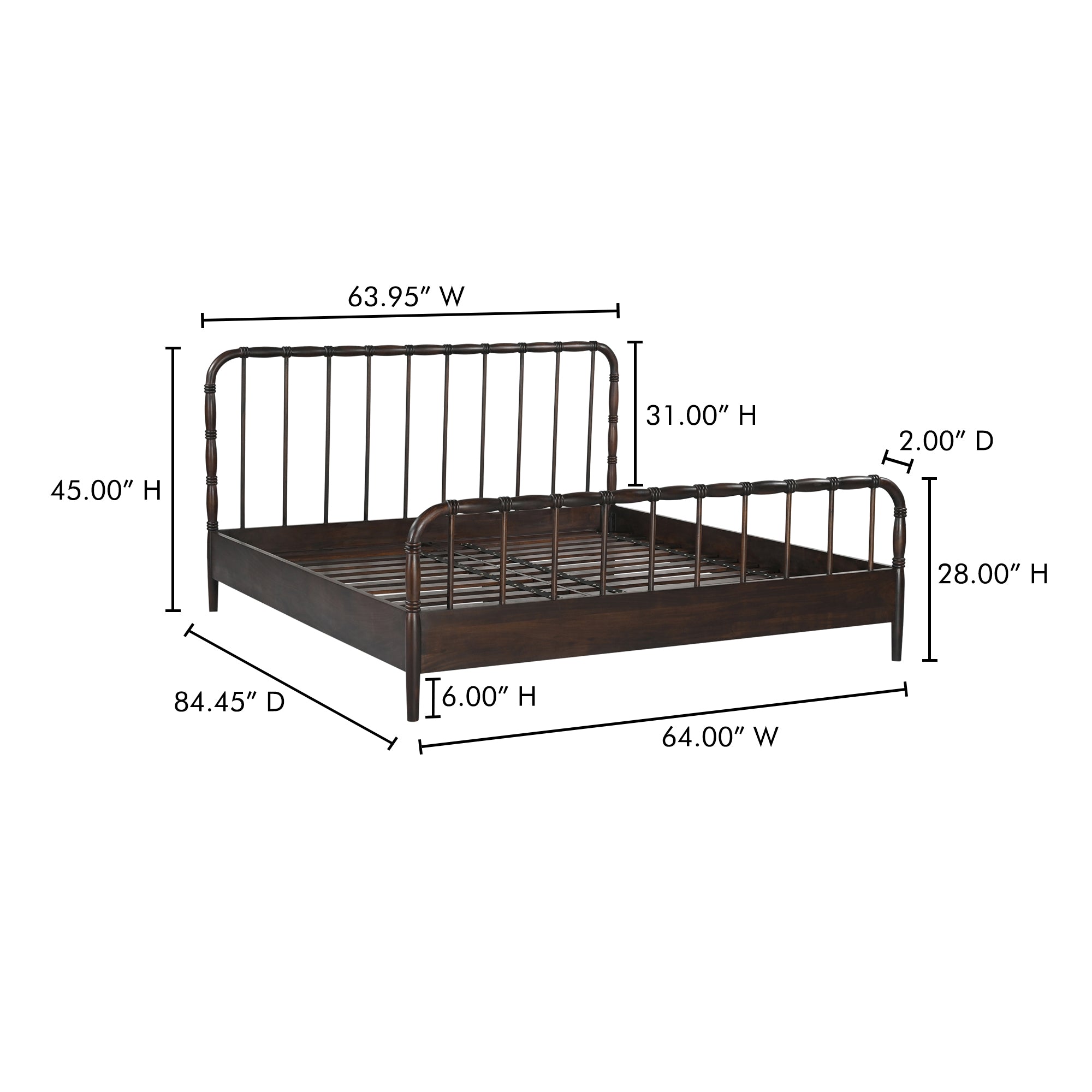 Vivian Queen Bed Dark Brown - Central Designs