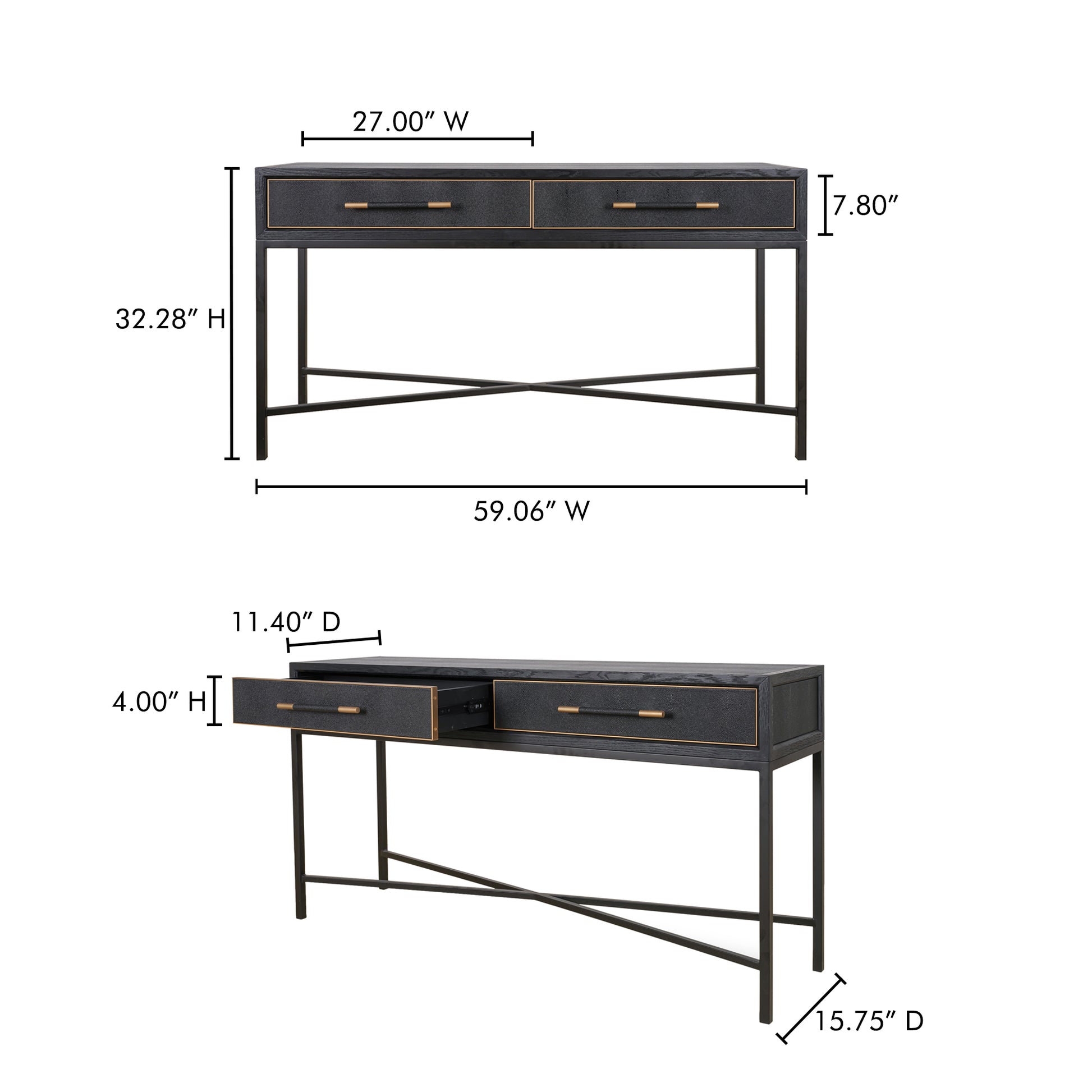Mako Console Table Black - Central Designs
